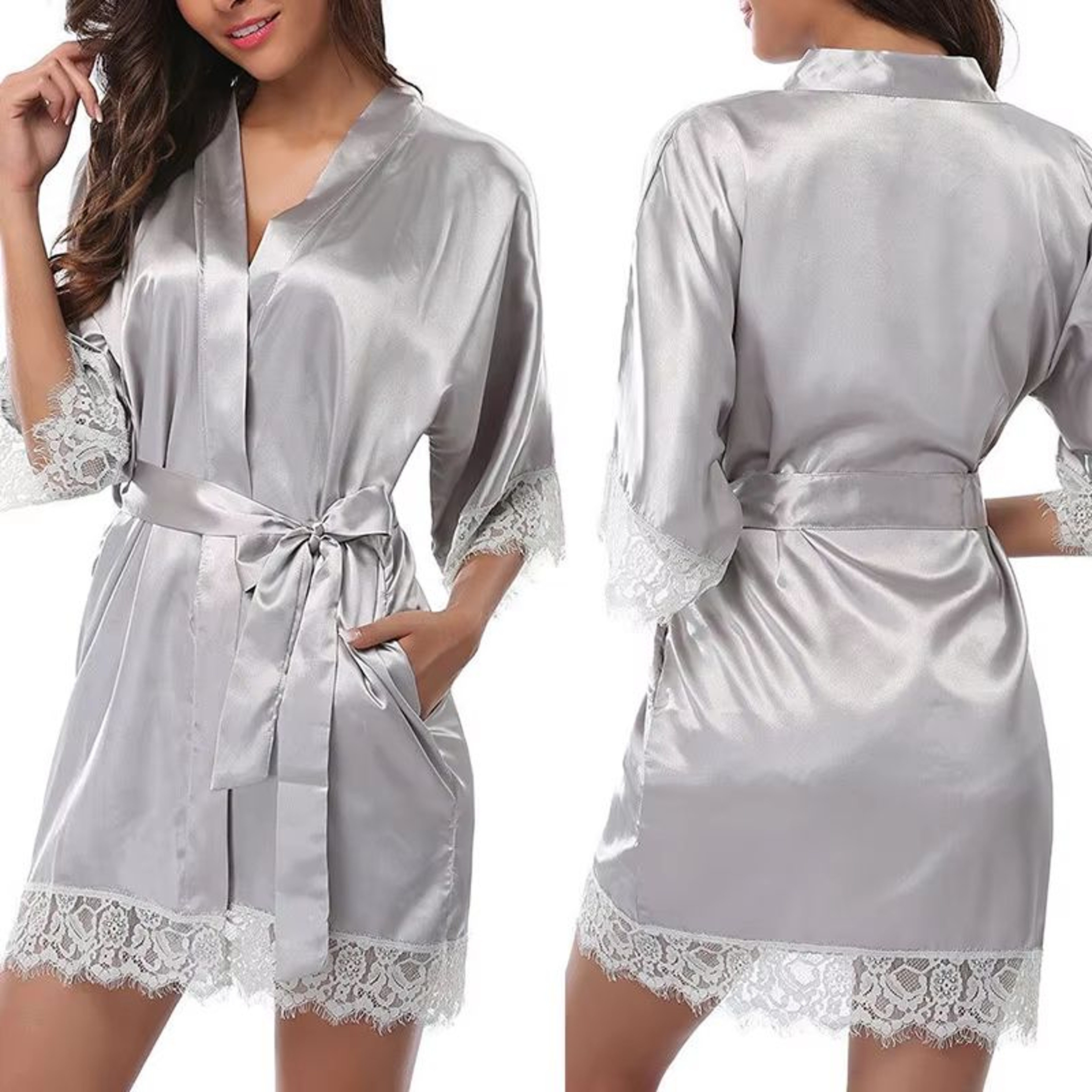 Glossy Ice Silk Nightgown Robe For Women Plus Size Comfort Sleepwear 6
