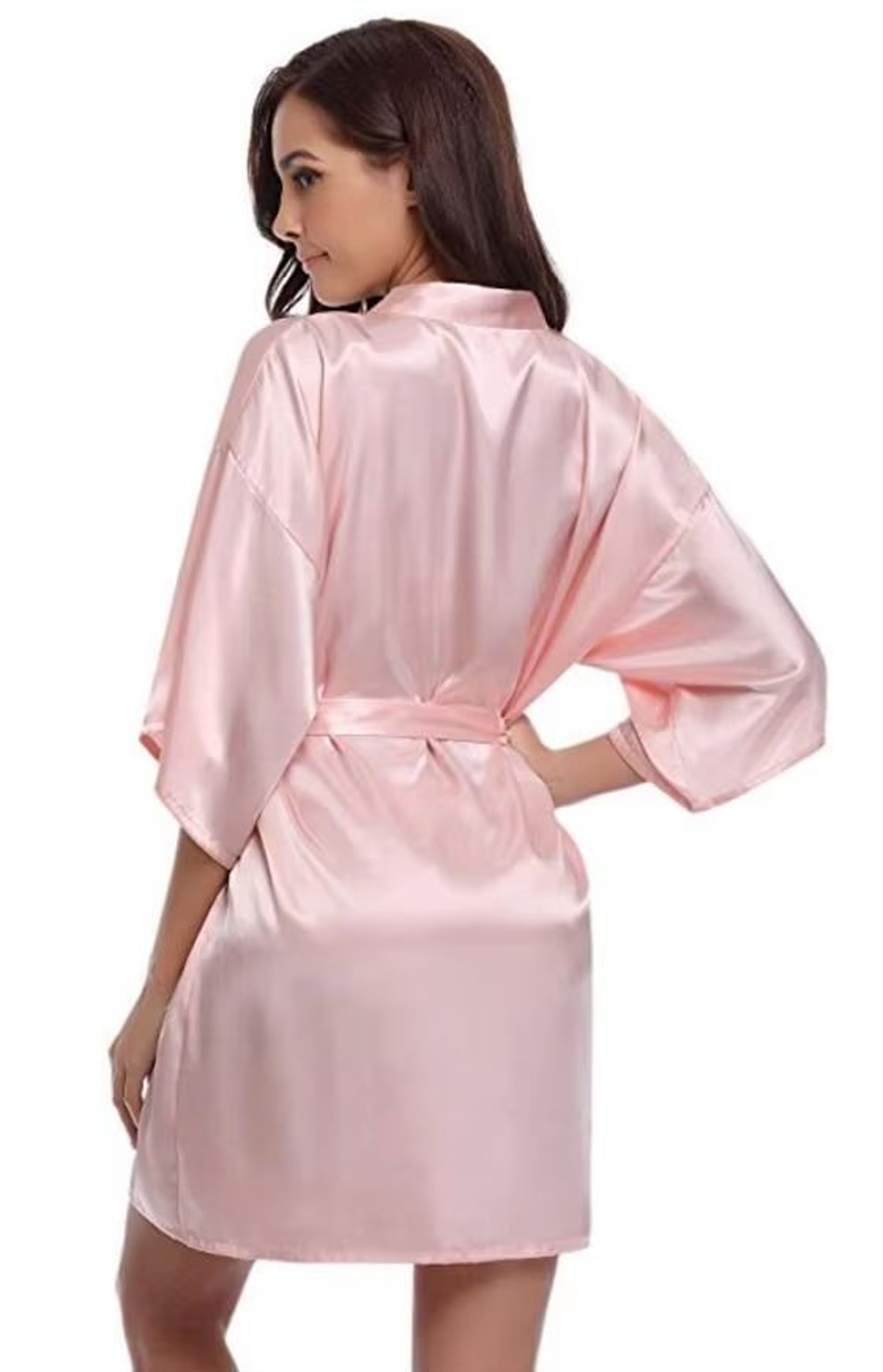 Silk Satin Kimono Robe For Women Navy Blue Bridesmaid  Dressing Gown 2