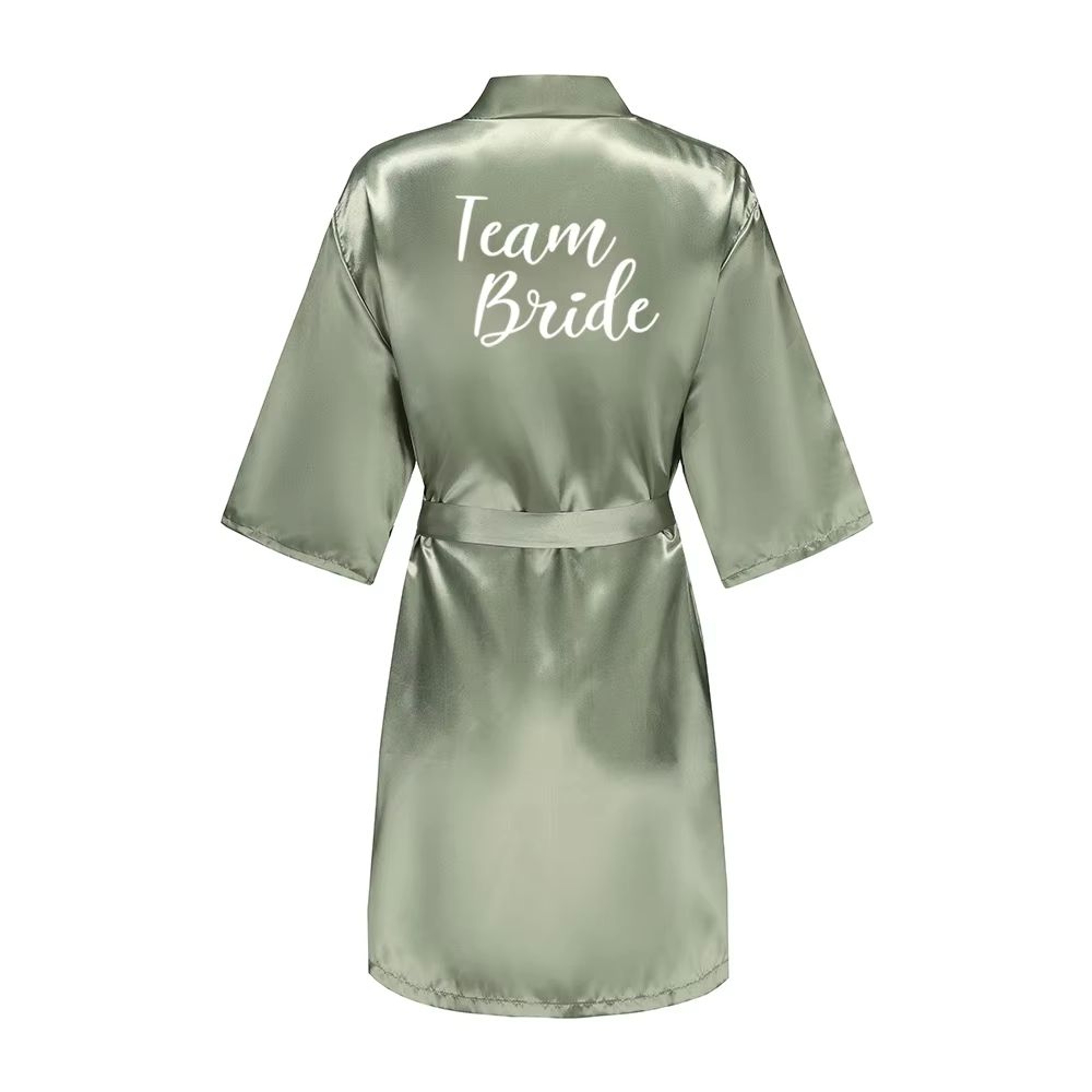 Grass Green Satin Bridal Party Robes With White Letter Bridesmaid Style 14