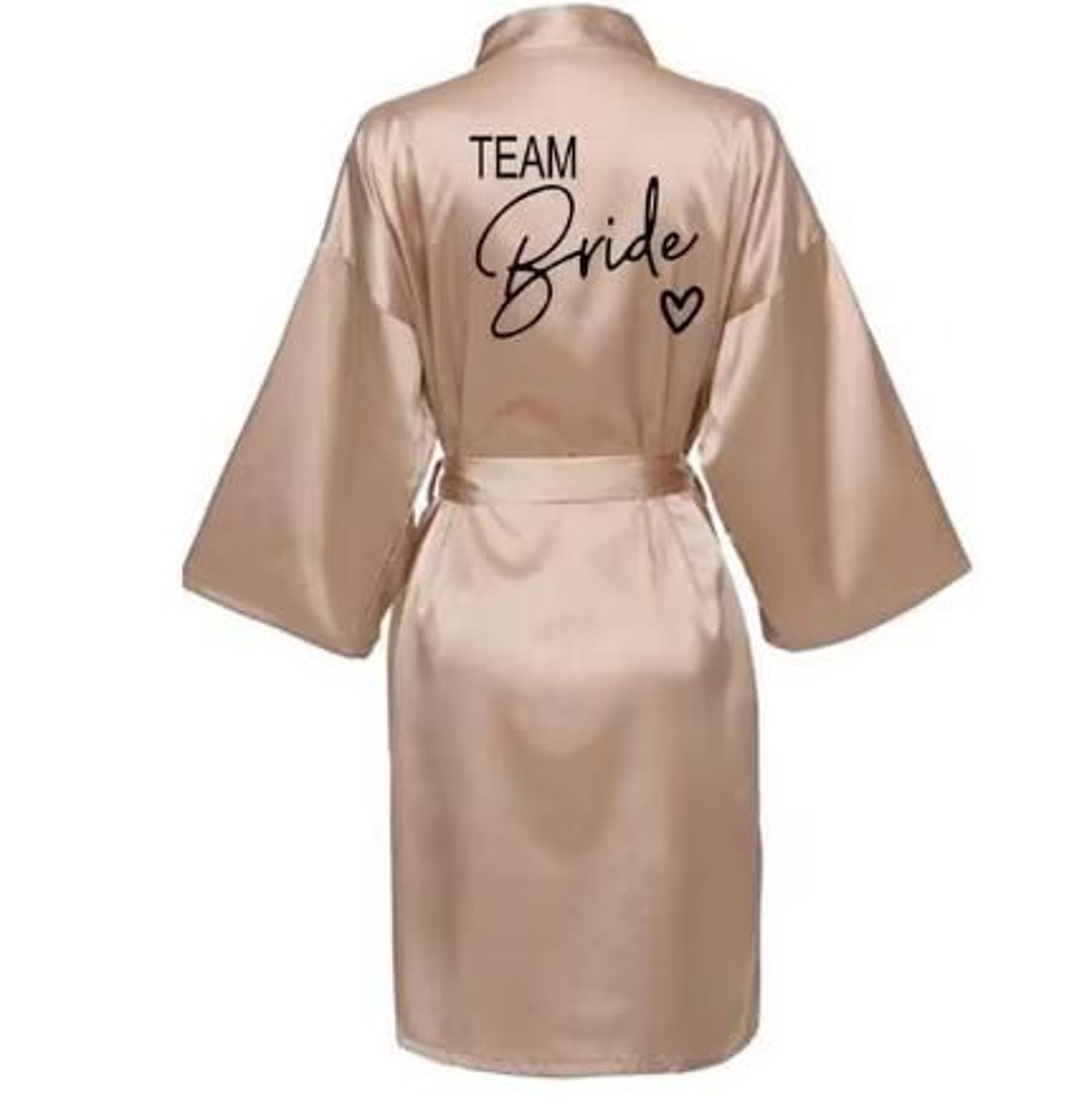Team Bride Satin Kimono Robe With Black Letters For Wedding Party 11