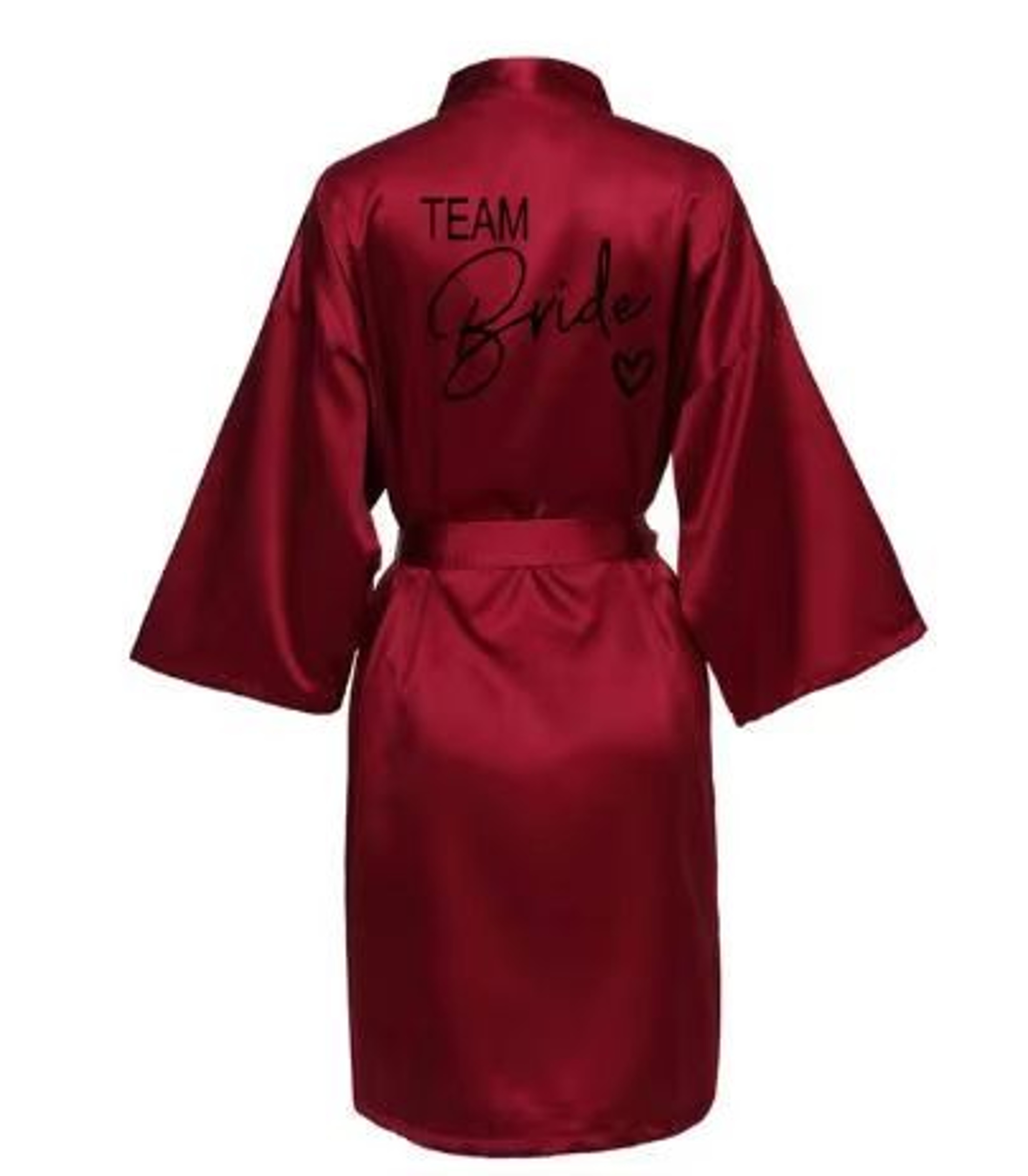Team Bride Satin Kimono Robe With Black Letters For Wedding Party 13