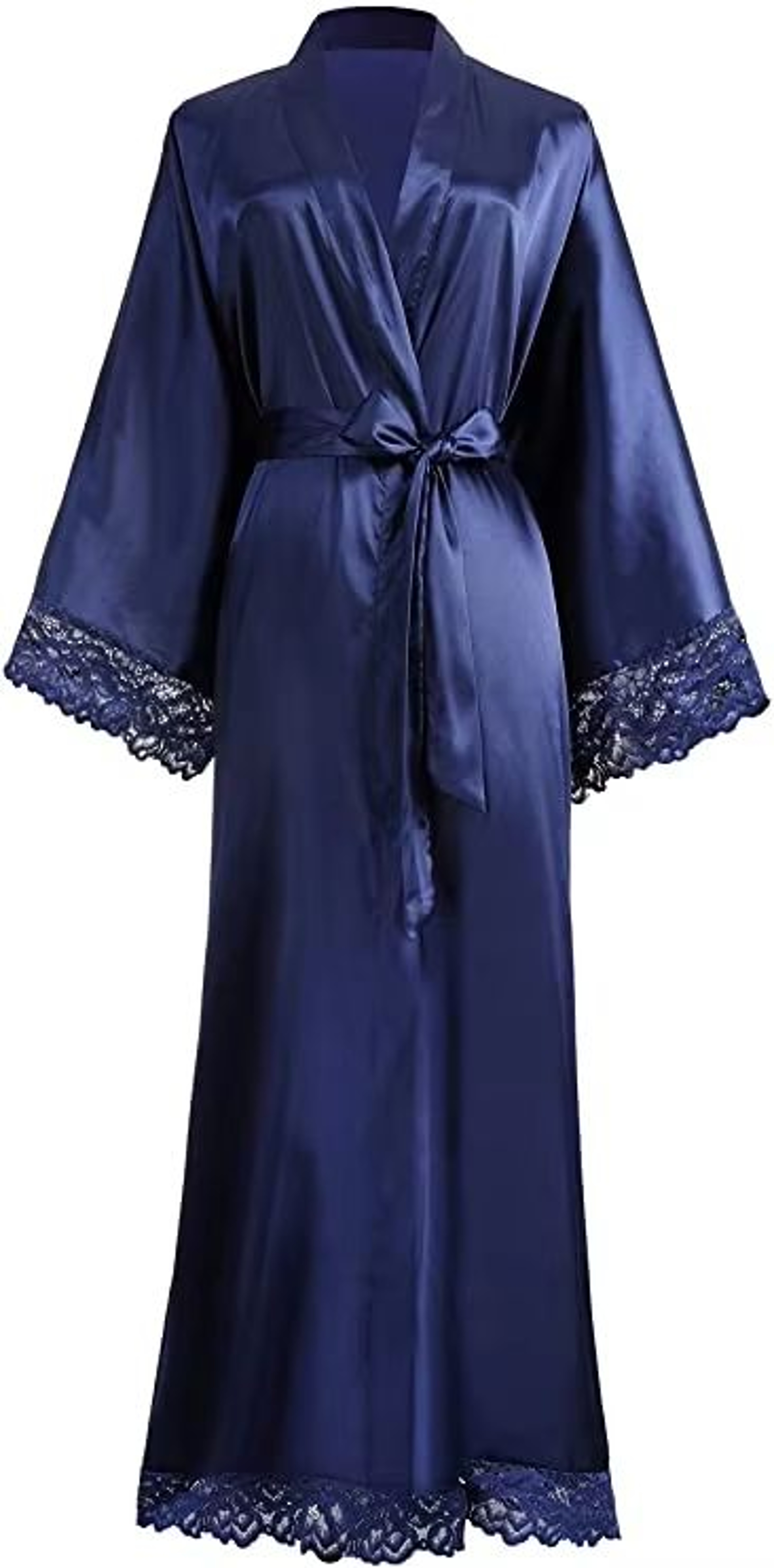 Silk Satin Lace Long Robe For Bride And Bridesmaids Wedding Getting Ready Robe 1