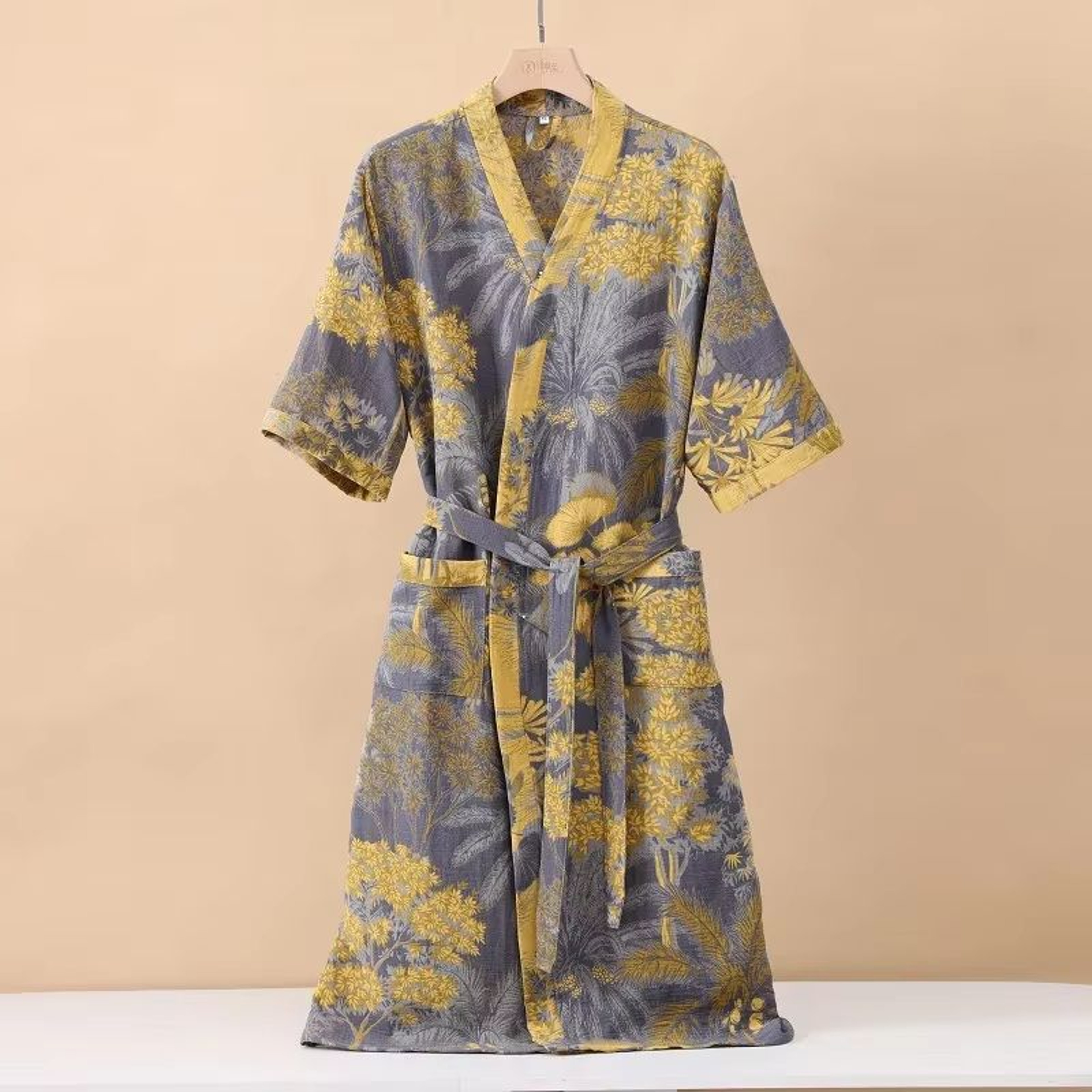 Womens Cotton Printed Kimono Bathrobe QuickDry Homewear For Spring Summer 3