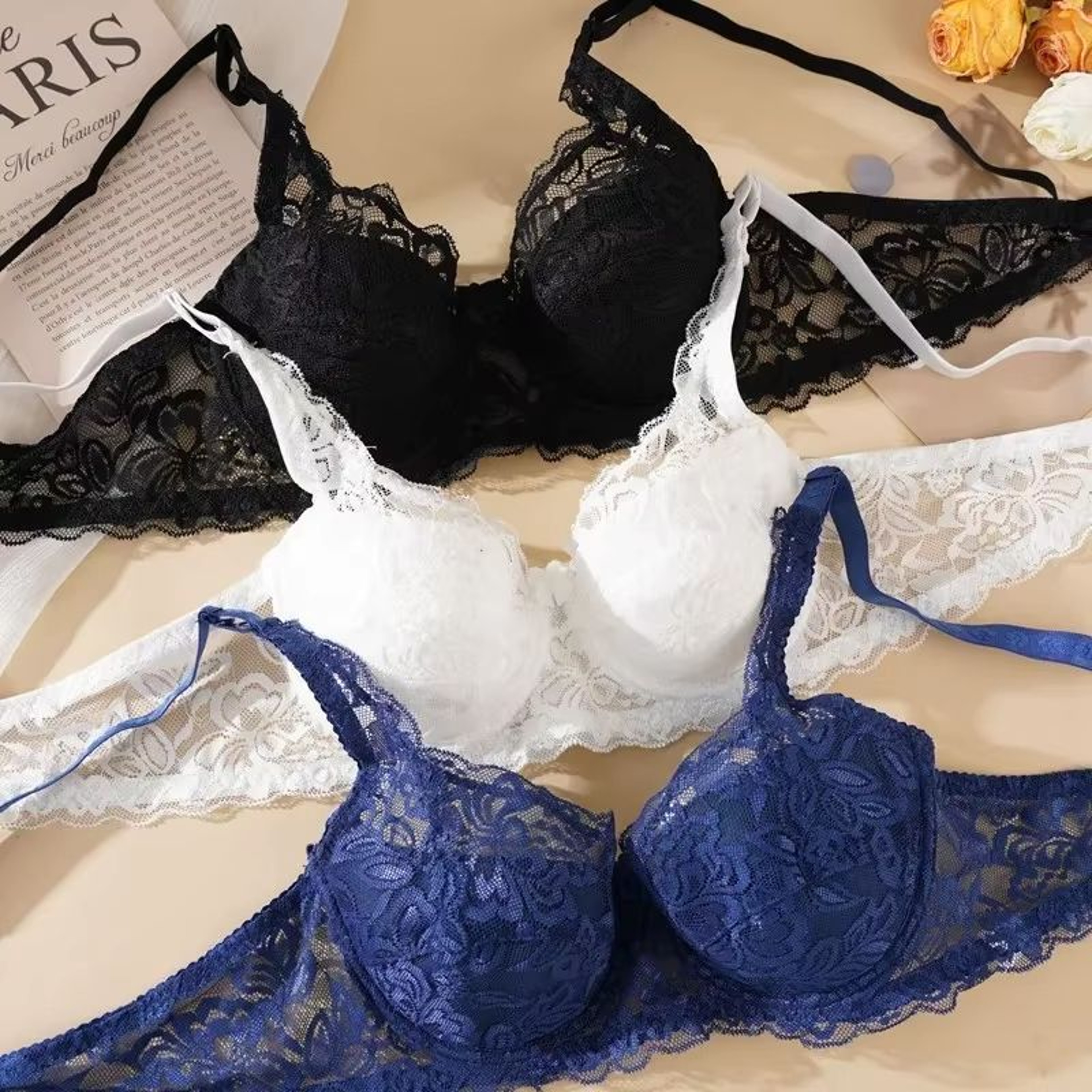 Womens Sexy Lace PushUp Bra With Embroidered Detail Padded Support And Underwire 4