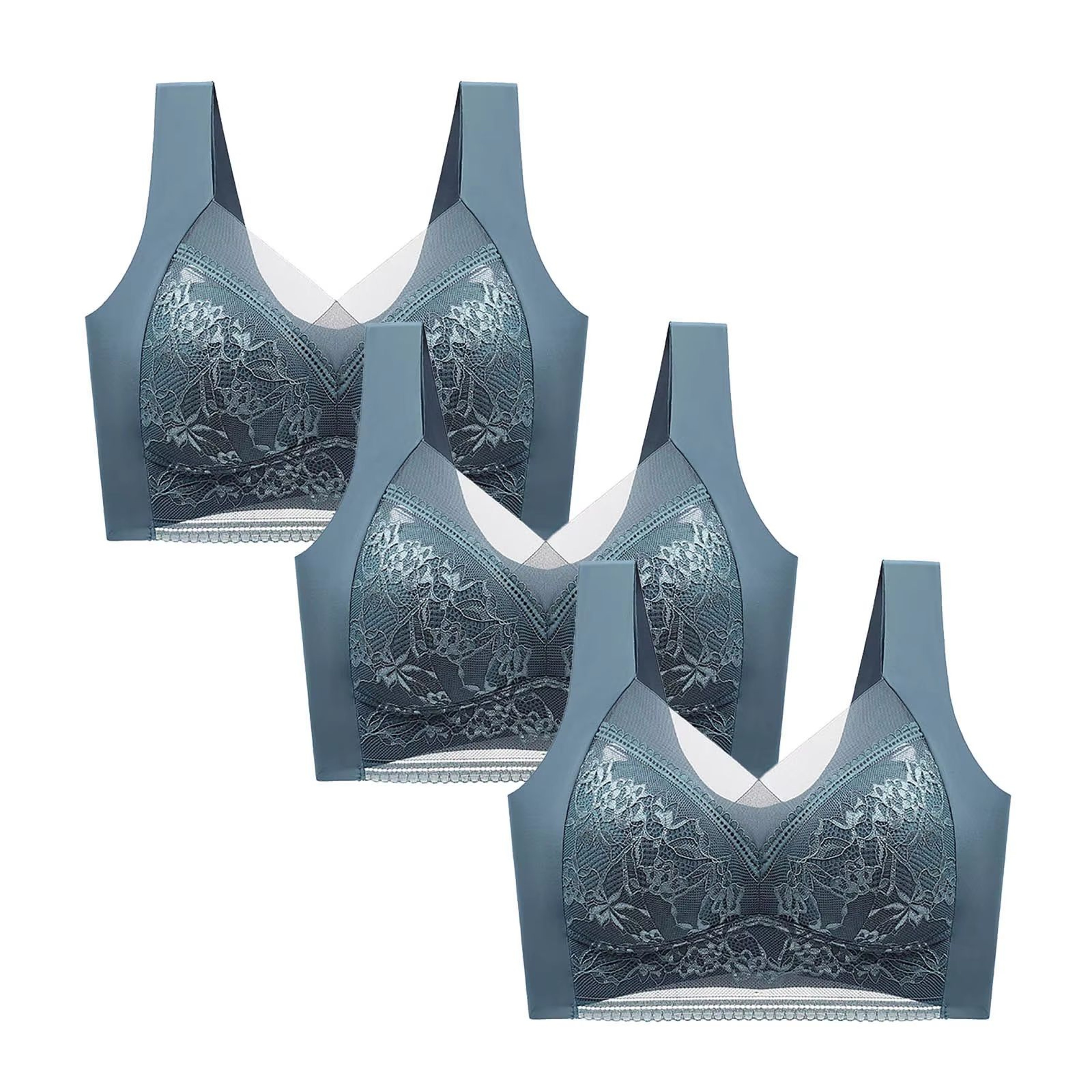 FallSweet Wireless Lace Push Up Bralette Set 3PCS Comfort Fit For Women 14