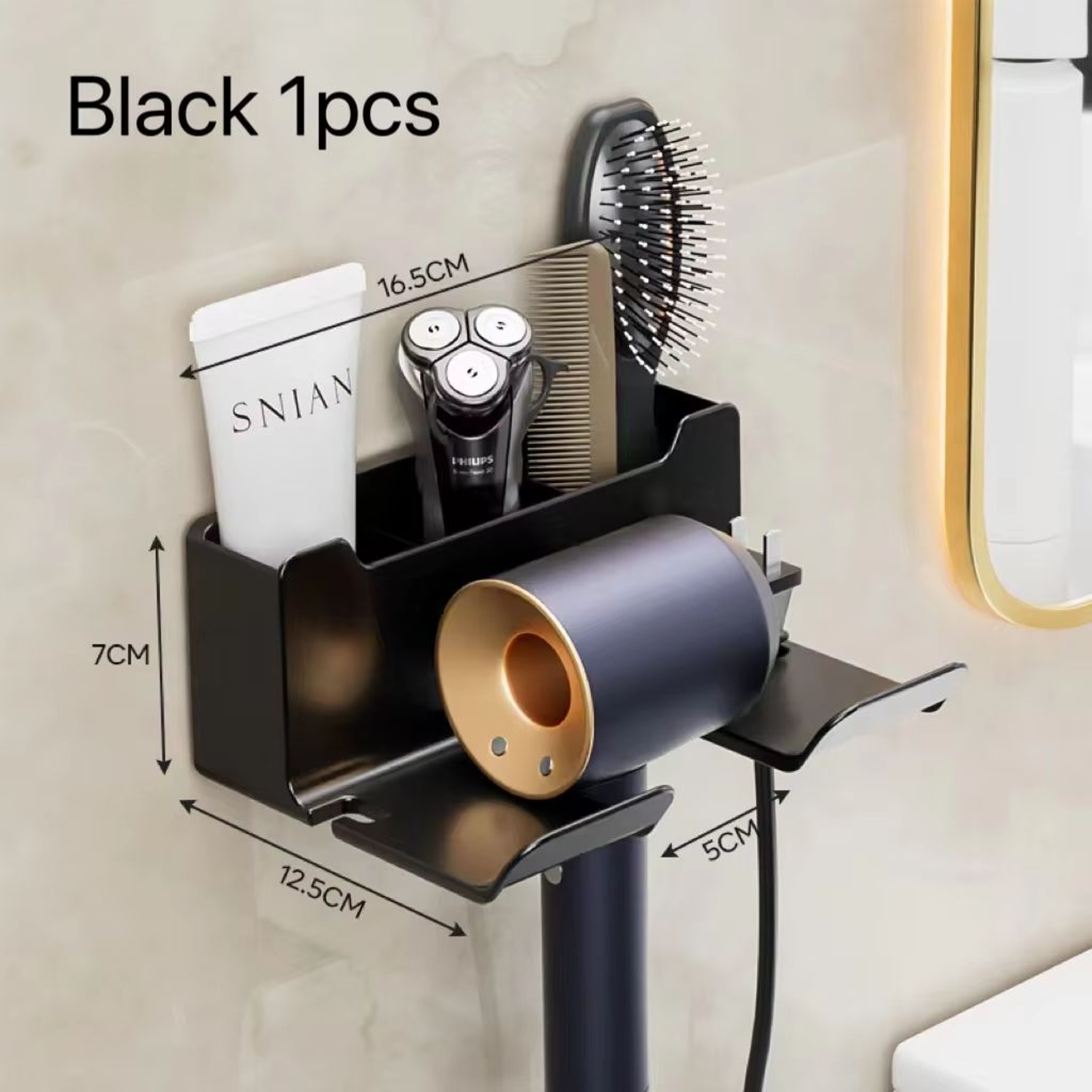 Wall Mounted Hair Dryer Holder  MultiFunctional Storage Rack 9