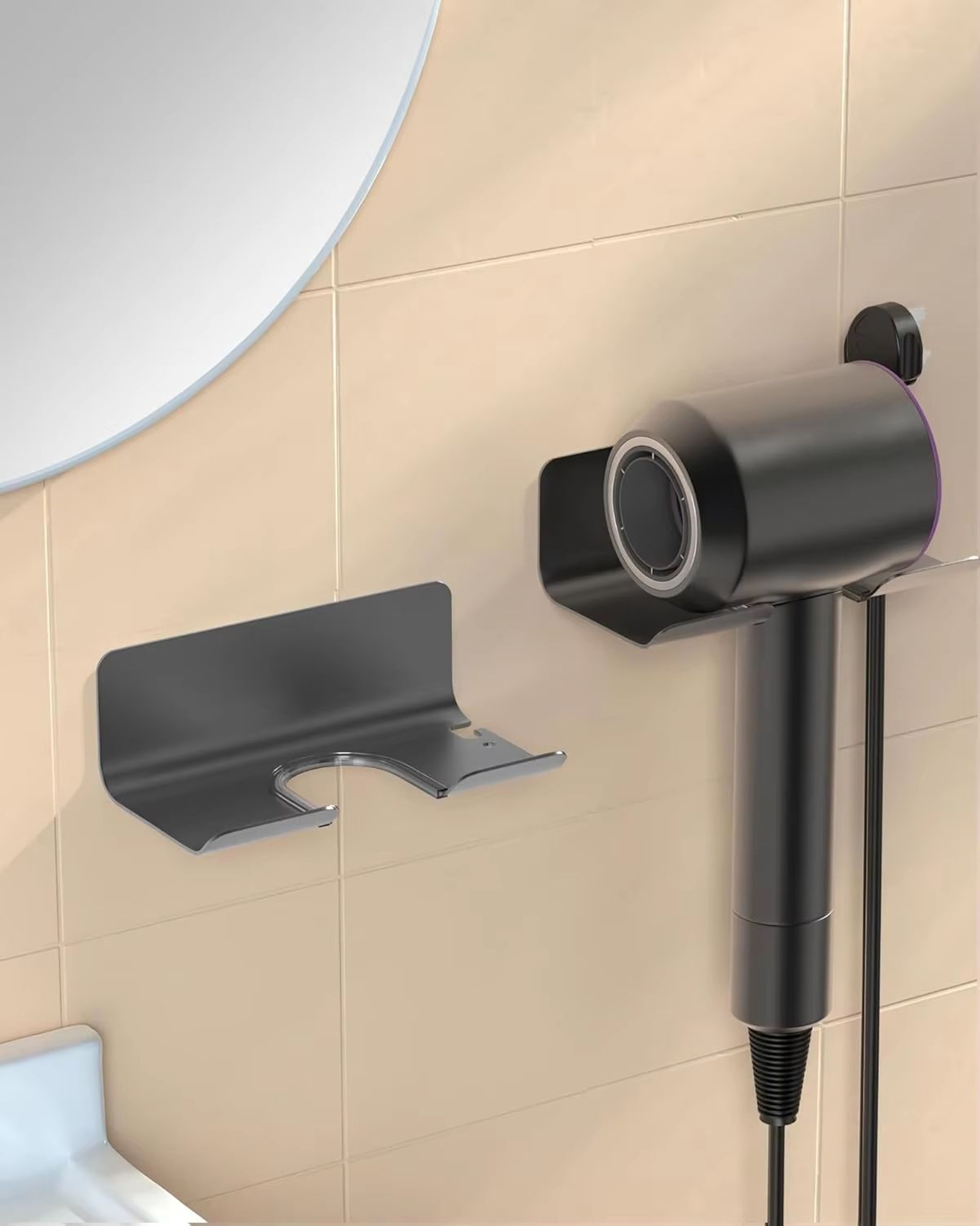 Wall Mounted Hair Dryer Holder  MultiFunctional Storage Rack 3