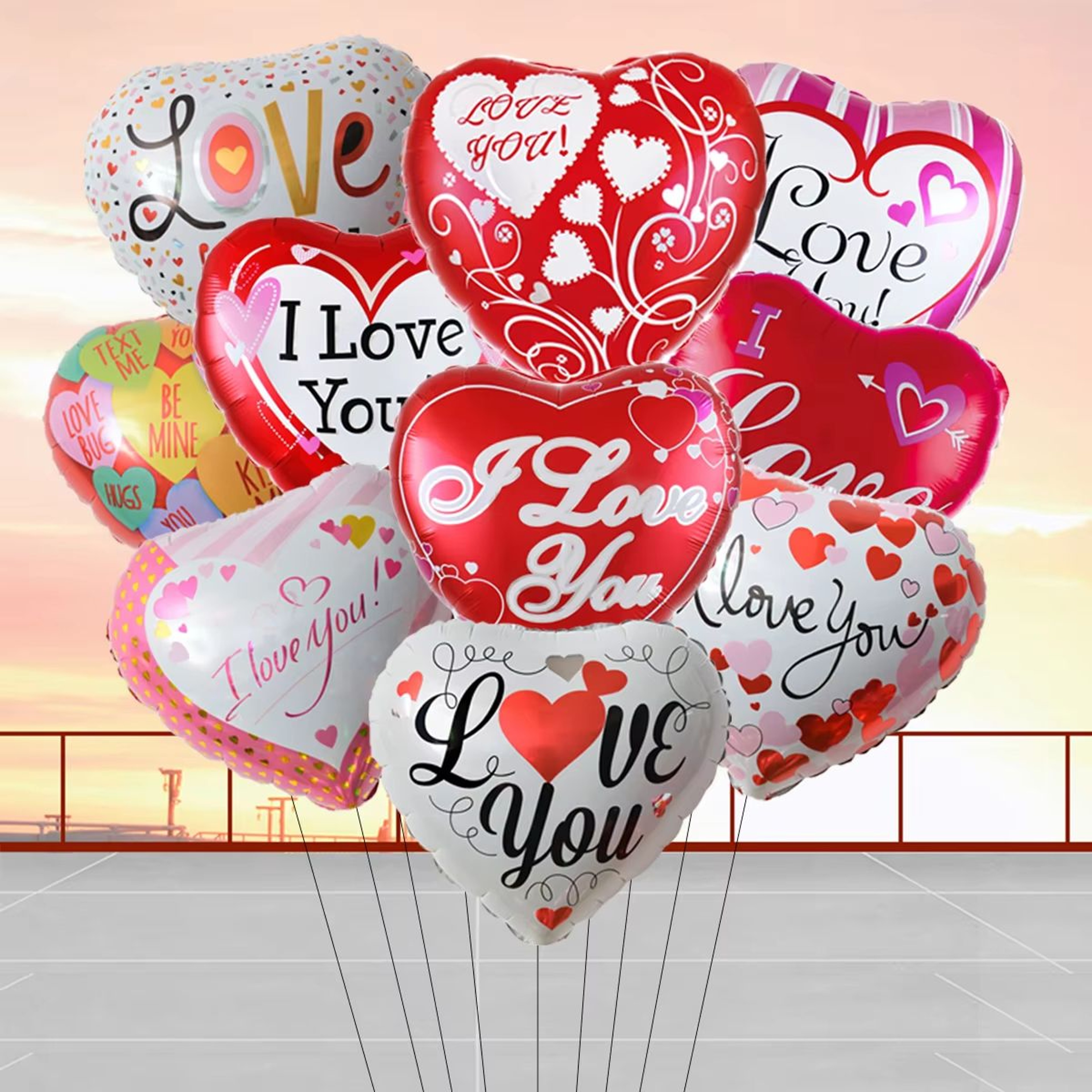 18Inch I LOVE YOU Heart Balloon Set 10Pack For Wedding  Valentines Day 0