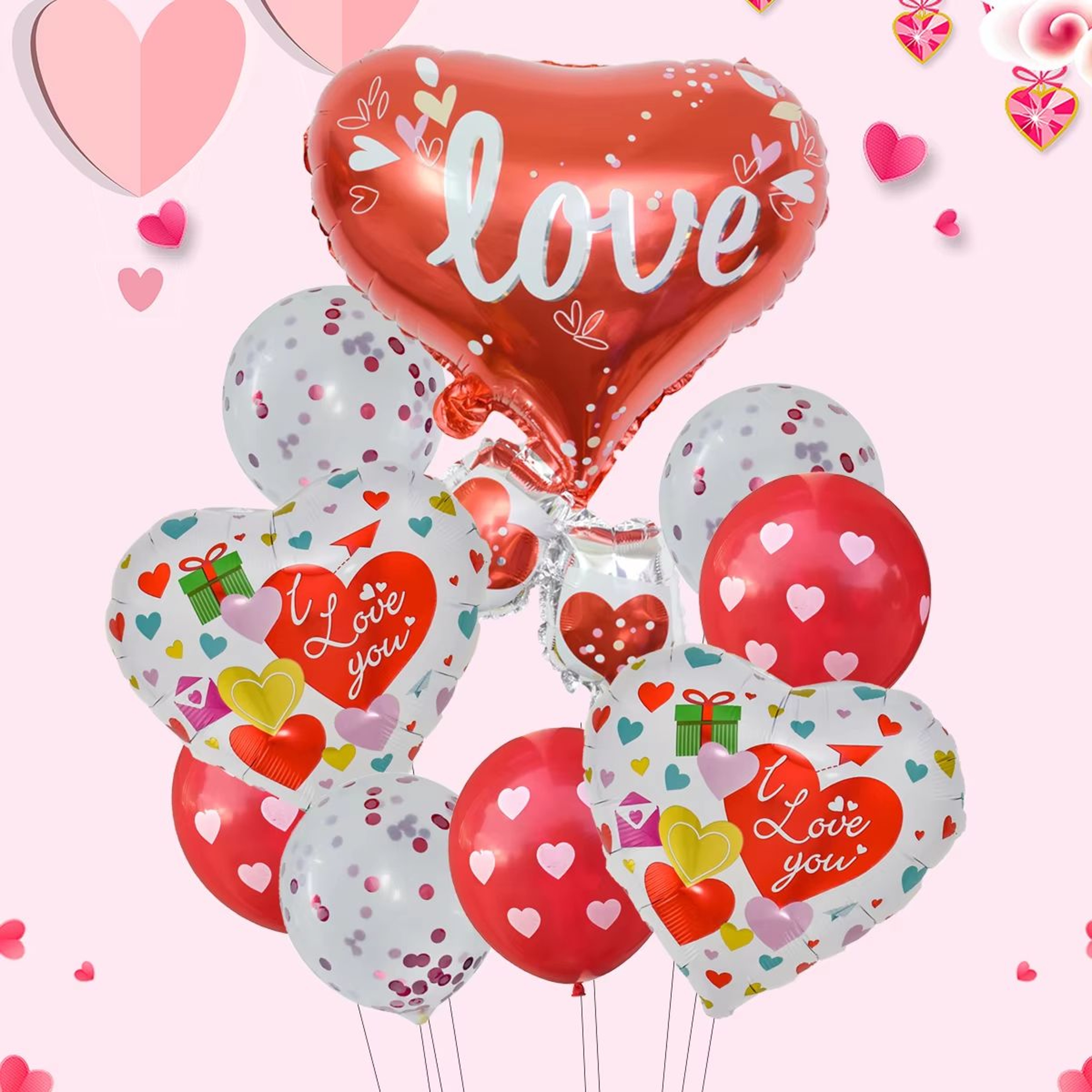 18Inch I LOVE YOU Heart Balloon Set 10Pack For Wedding  Valentines Day 2