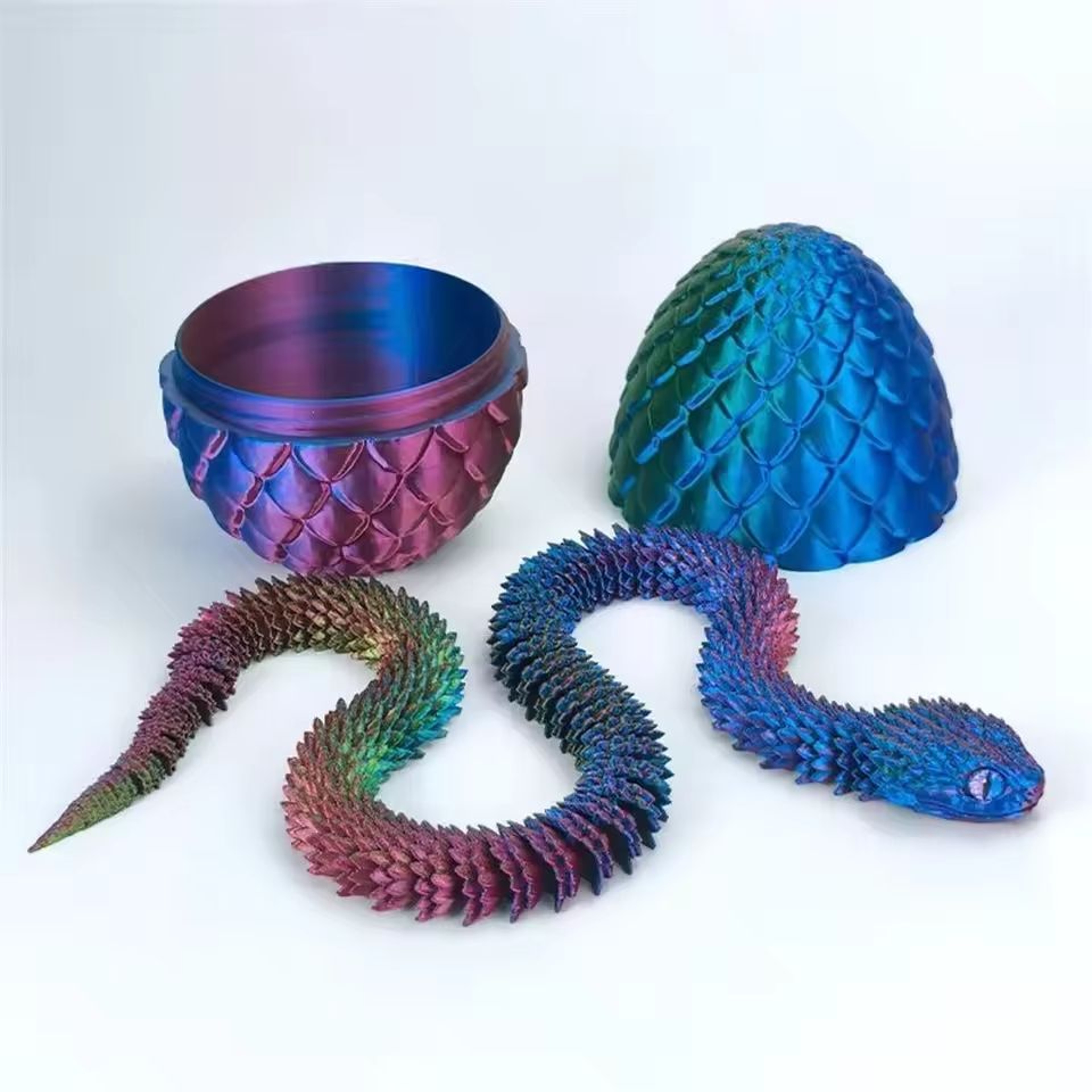 4Piece 3D Printed Snake Surprise Egg Decorations With Flexible Joints 1