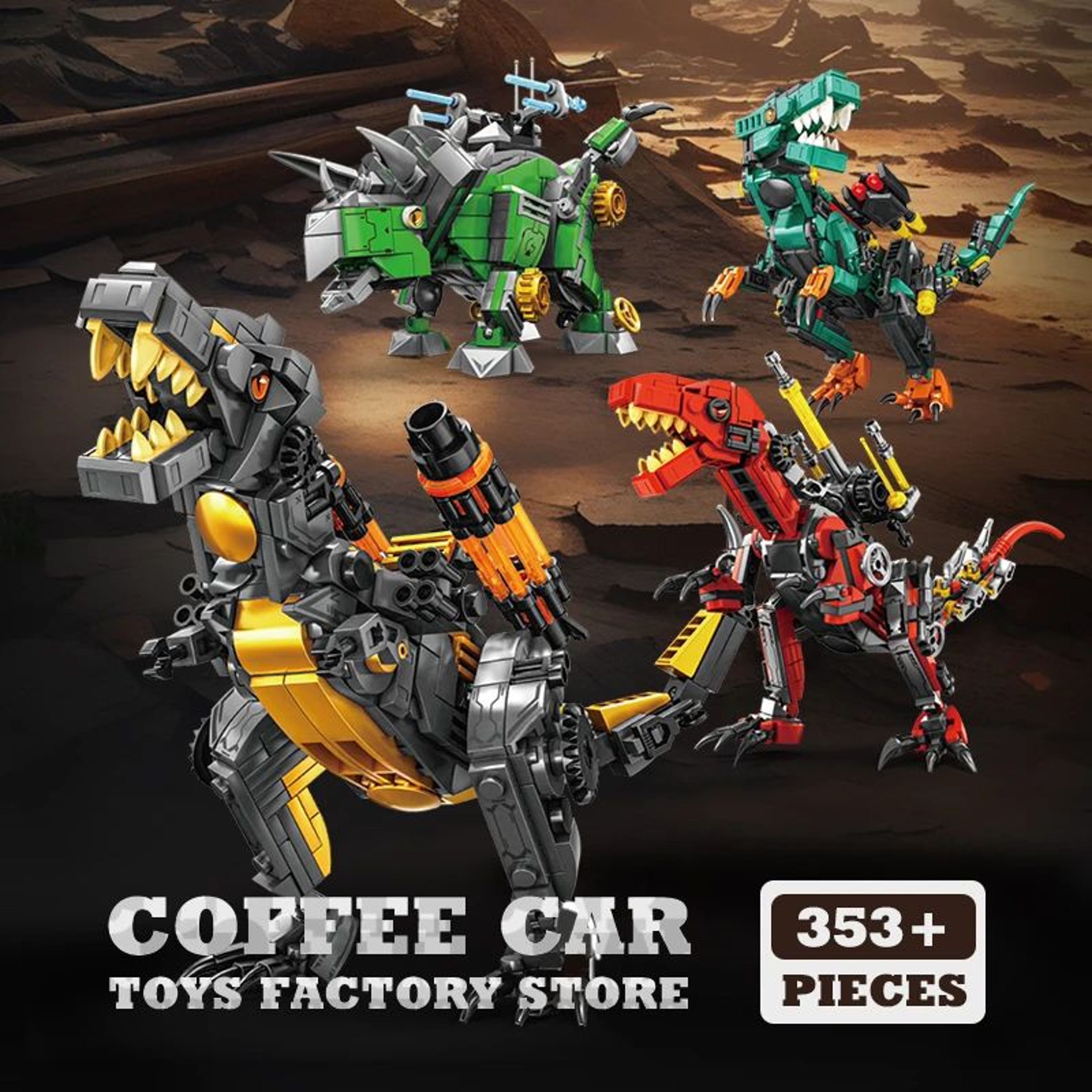 Creative TRex And Mech Dinosaur MOC Bricks Building Kit  3D Dinosaur Robot Block Model For Kids And 0