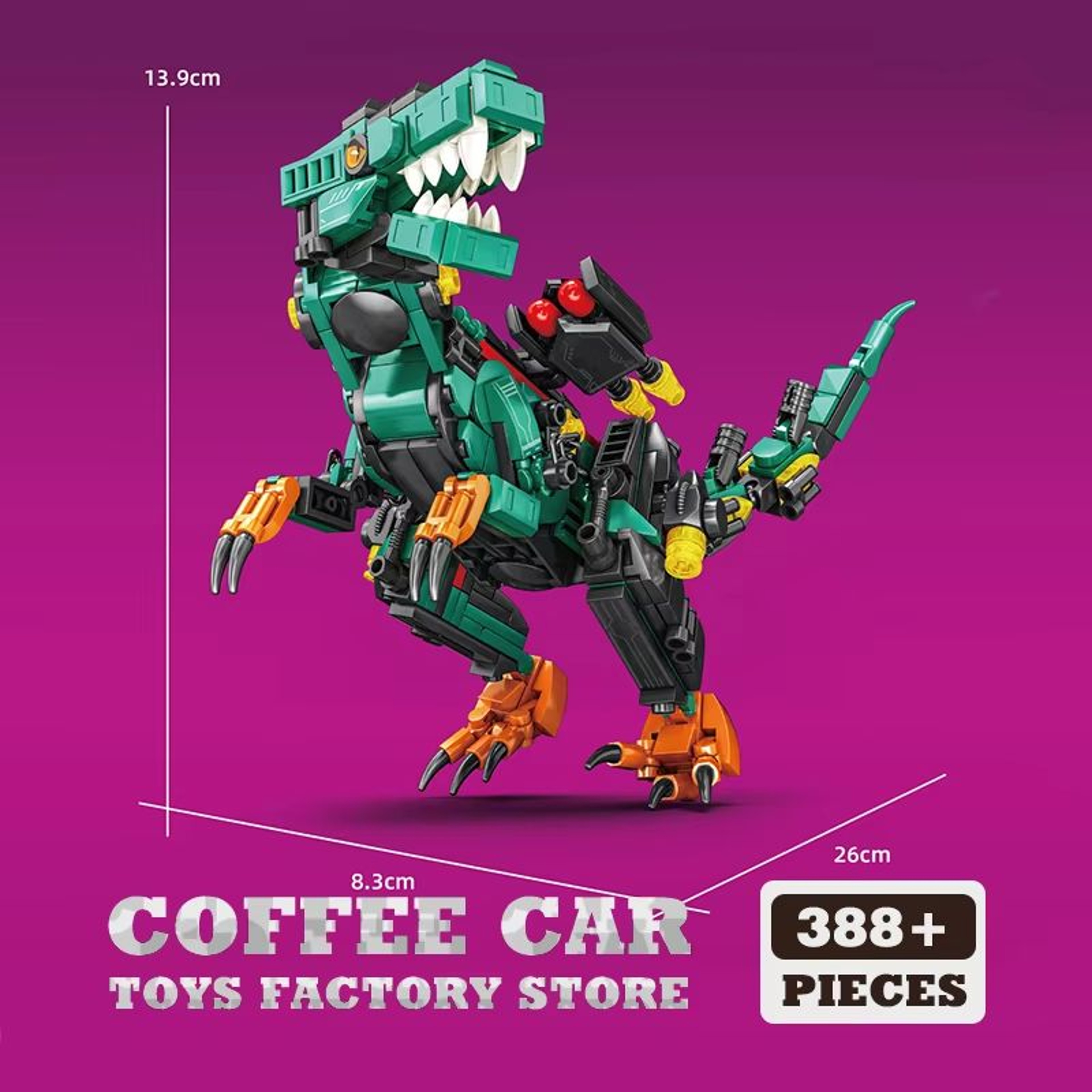 Creative TRex And Mech Dinosaur MOC Bricks Building Kit  3D Dinosaur Robot Block Model For Kids And 9