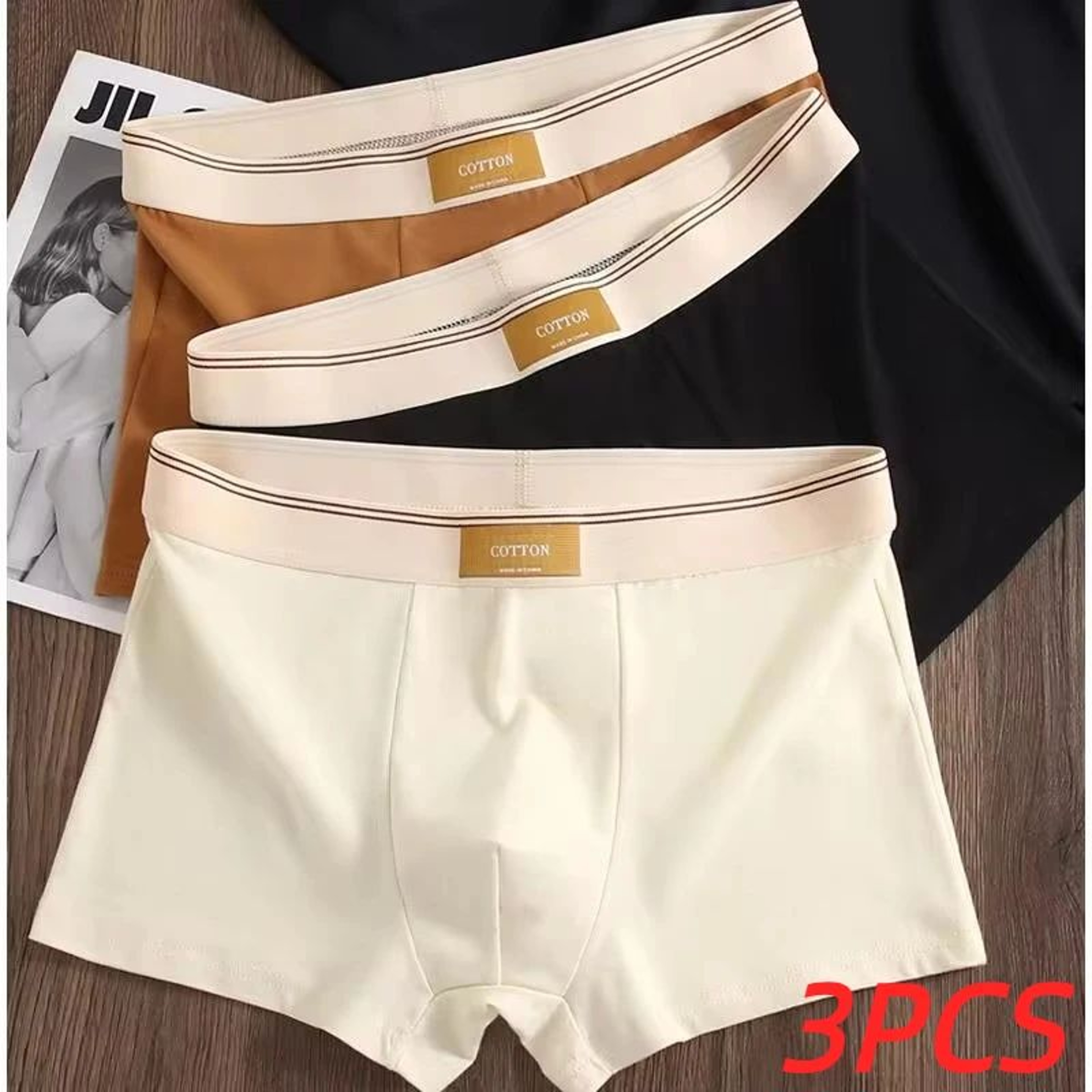 3 Pack Mens Cotton Boxer Briefs Breathable Solid Color Comfort Underwear 0