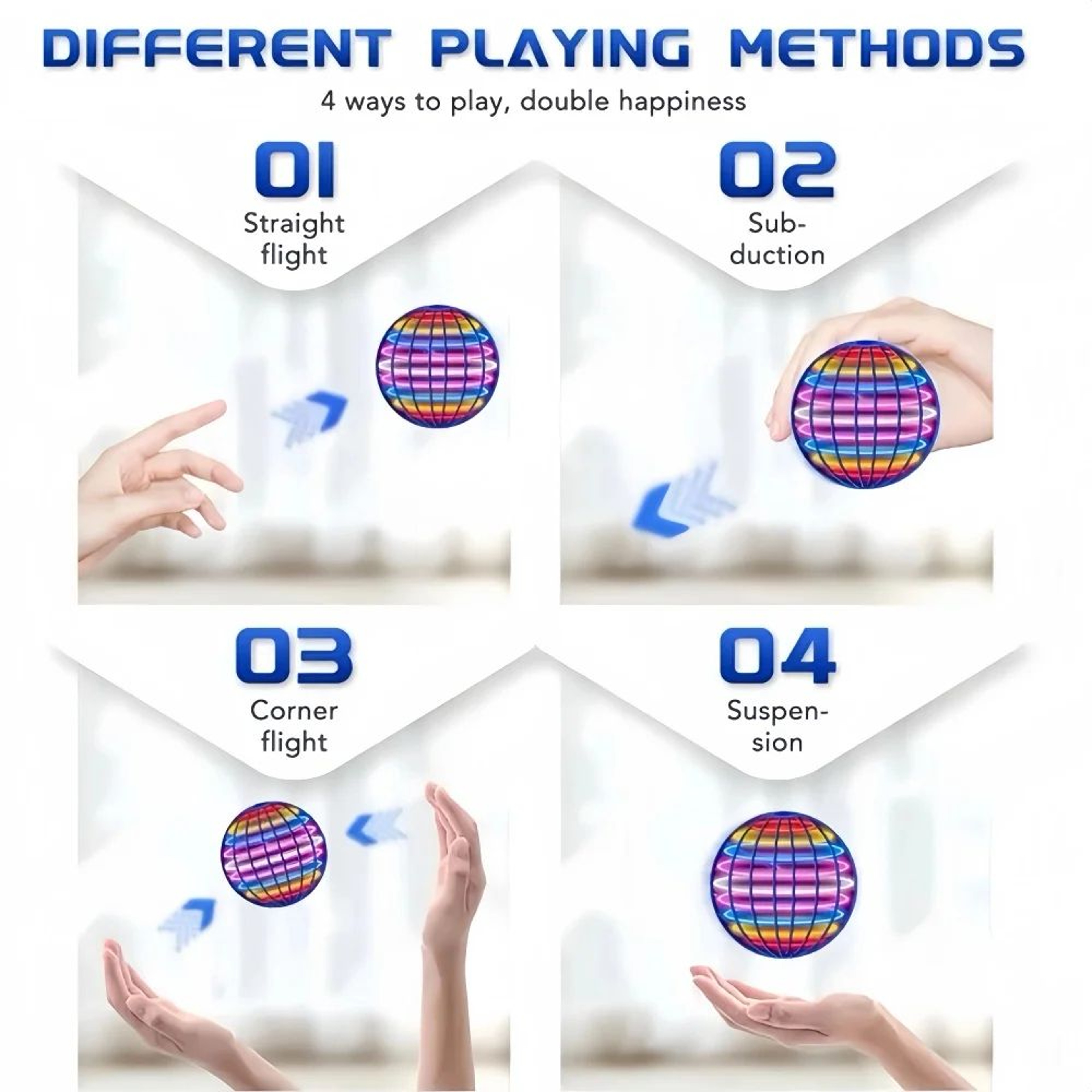Flying Hover Orb Toy With LED Lights Boomerang Spinner Ball 3