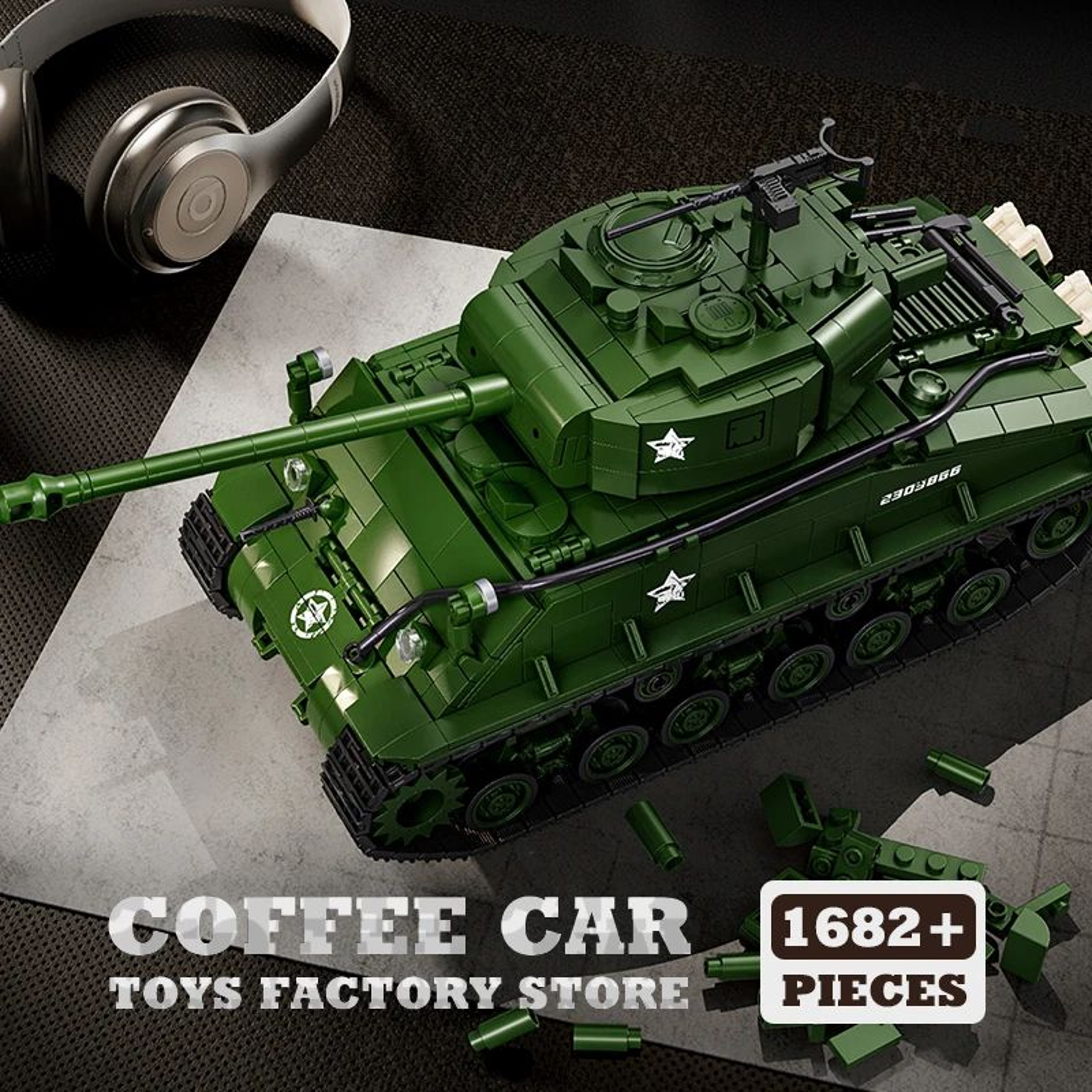 WWII US Army M4 Tank Building Blocks Set Military Model Puzzle Toy 0