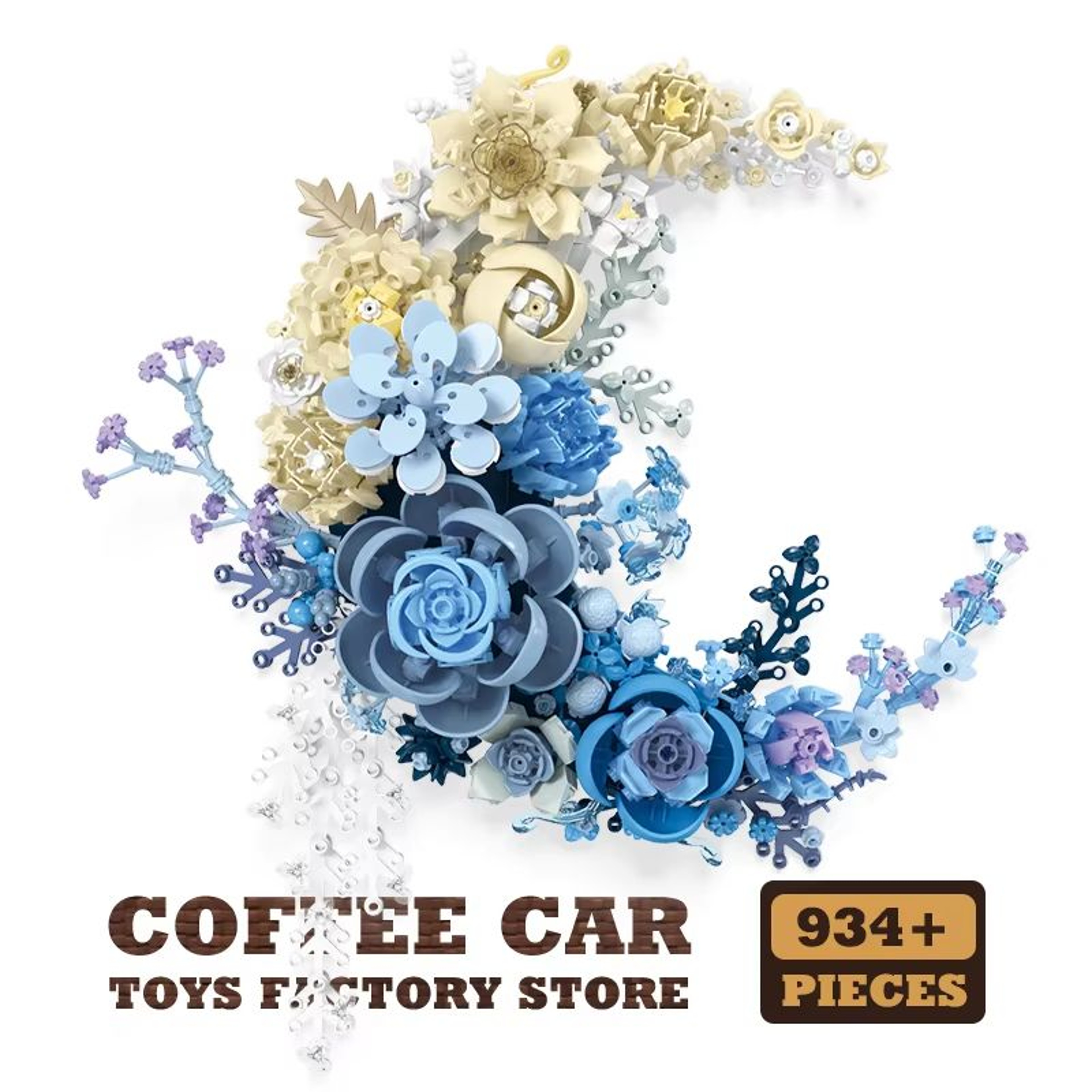 Creative Moon Flowers Building Blocks Bouquet Wall Decor MOC Set 6