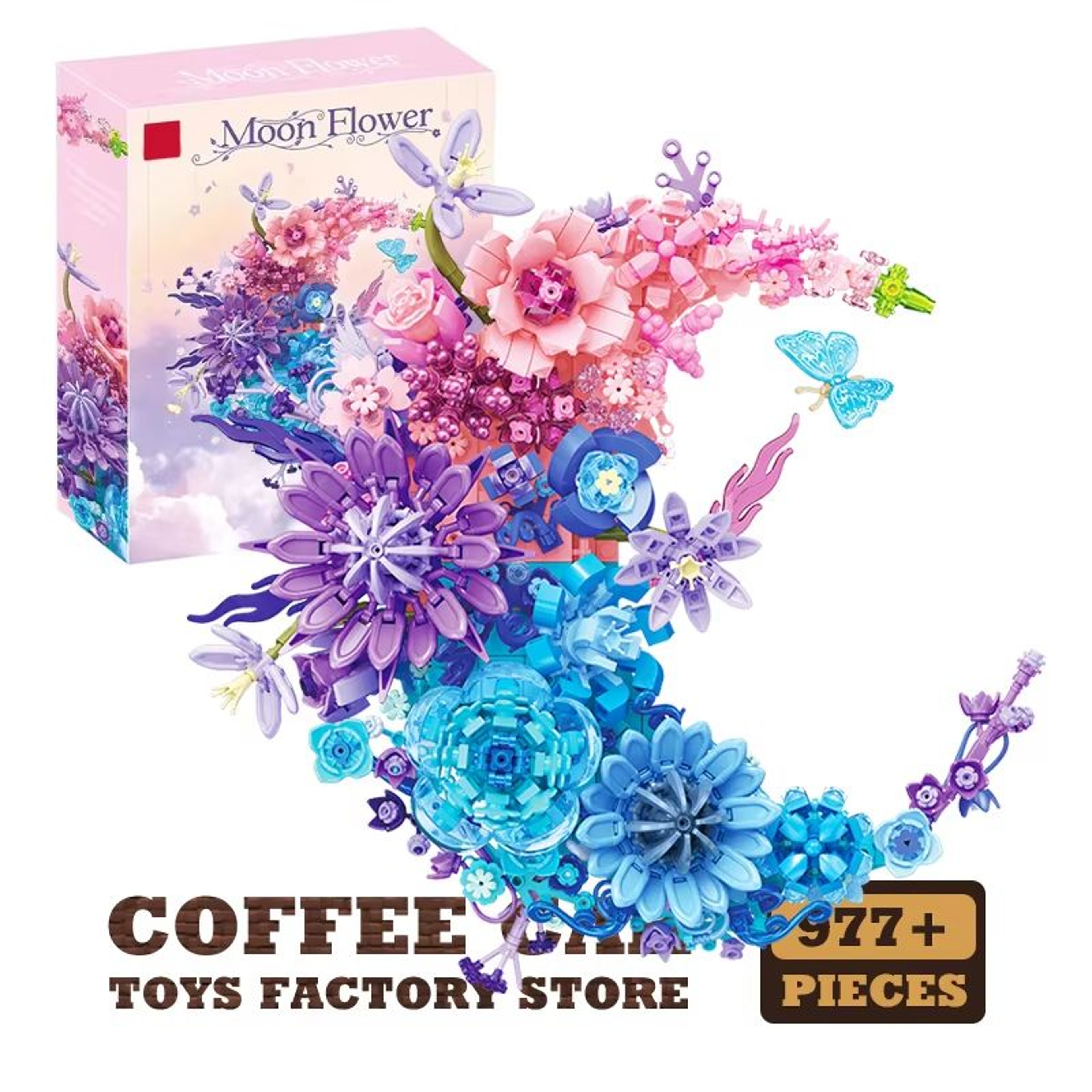 Creative Moon Flowers Building Blocks Bouquet Wall Decor MOC Set 9
