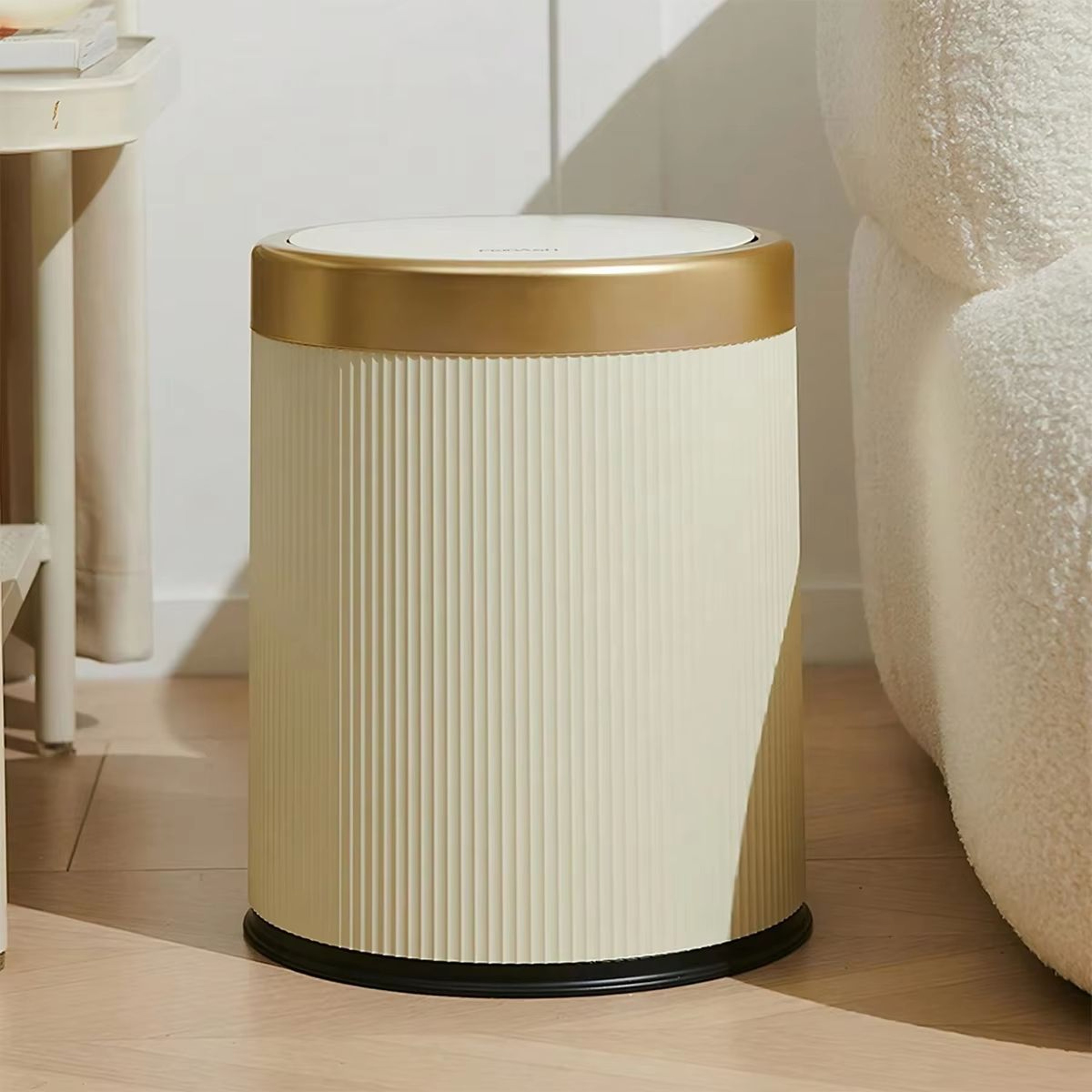 Modern White And Black DoubleLayer Trash Bin With PressTop Lid 7