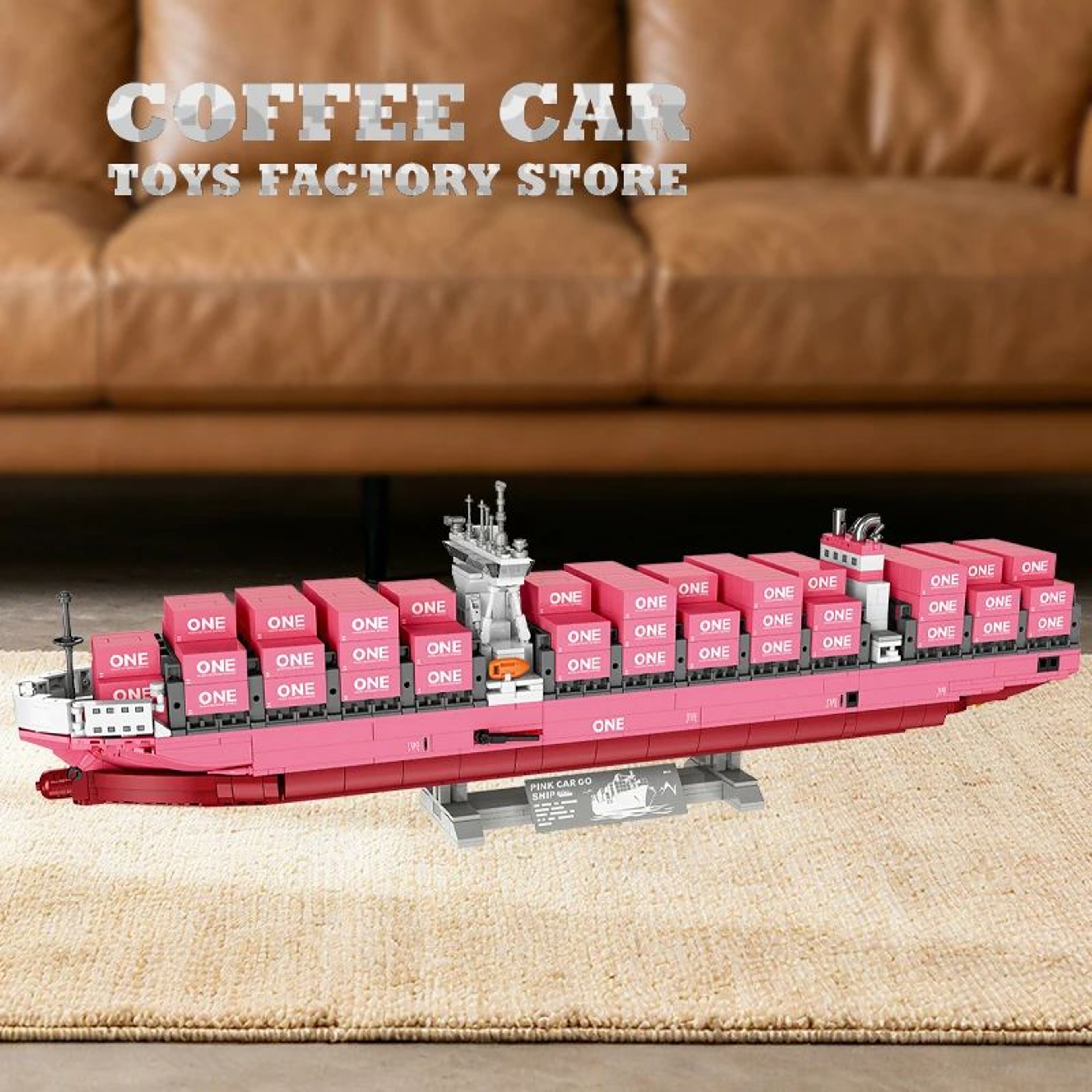 Pink Cargo Ship 1446Piece DIY 3D Bricks Puzzle And Model Kit 1