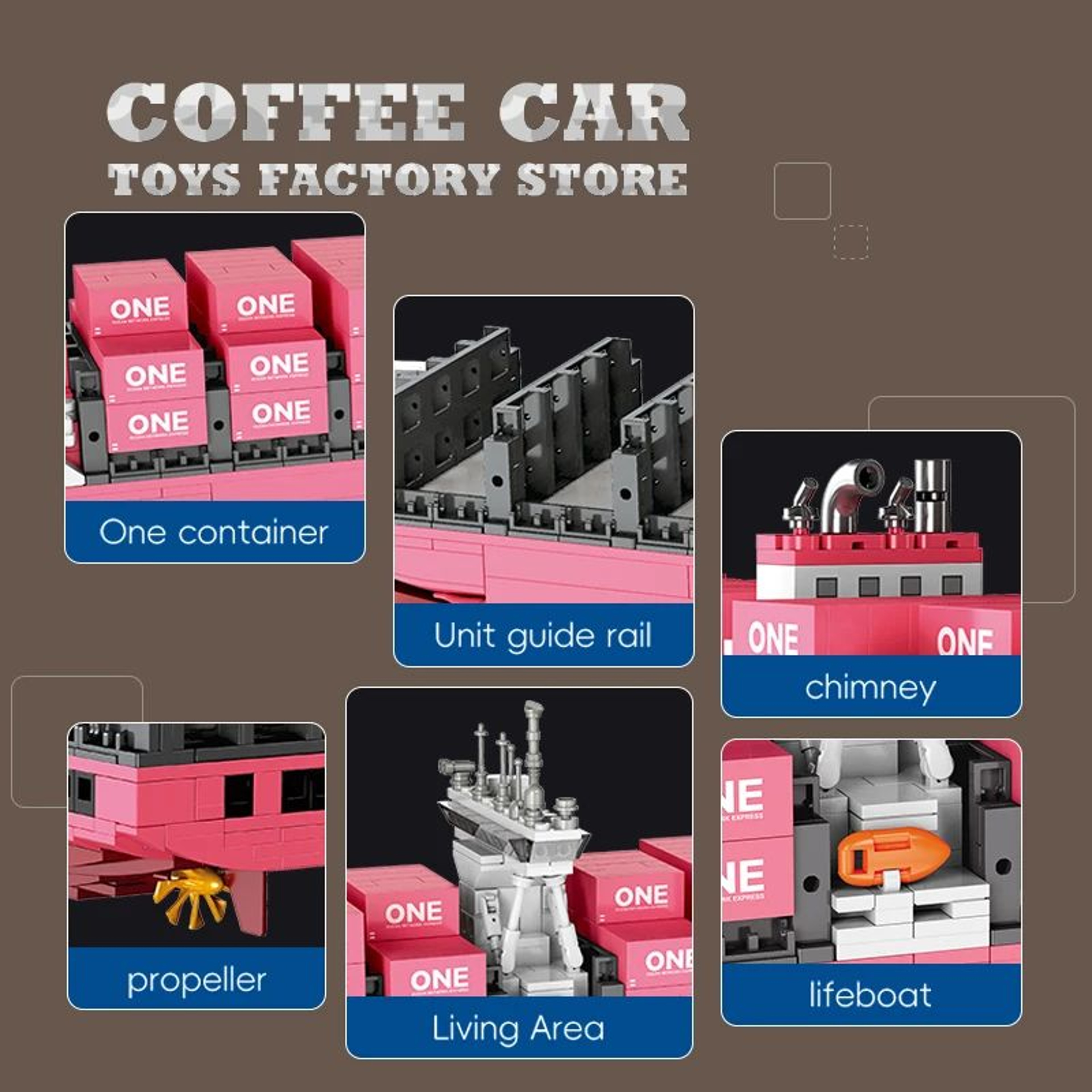 Pink Cargo Ship 1446Piece DIY 3D Bricks Puzzle And Model Kit 3