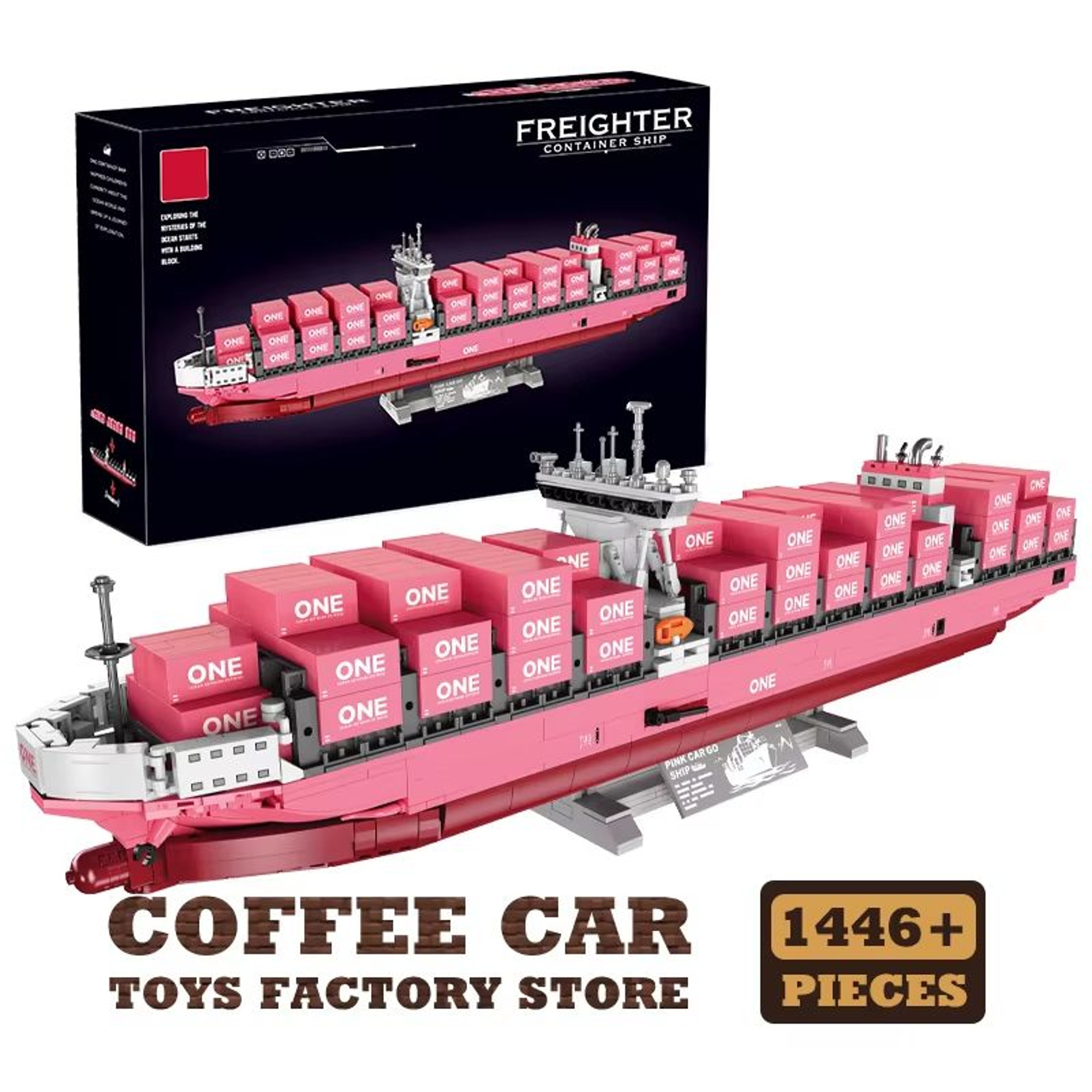 Pink Cargo Ship 1446Piece DIY 3D Bricks Puzzle And Model Kit 14