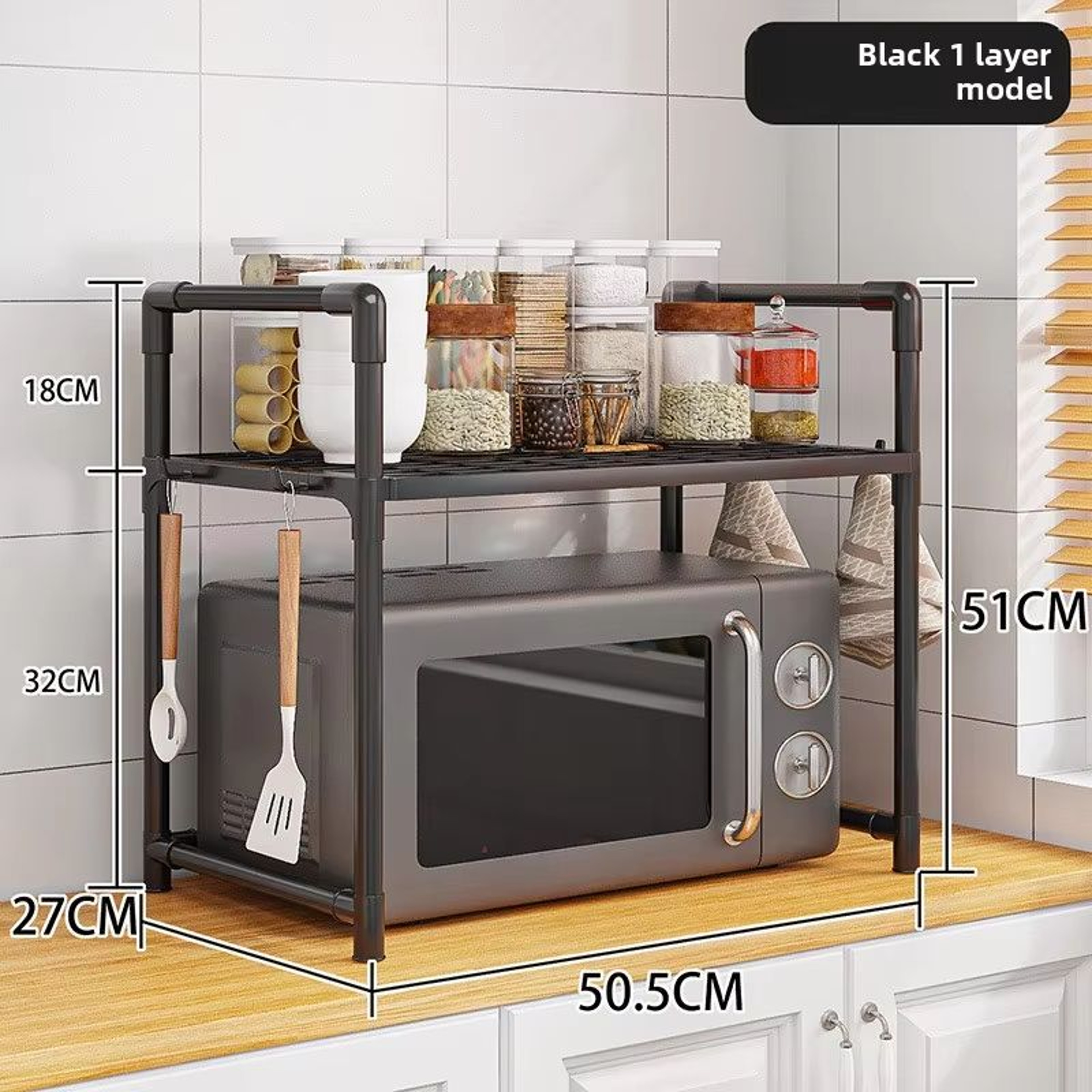 Heavy Duty Kitchen Bakers Rack Floor Standing Microwave Oven Stand With 2Tier Storage Shelf 6