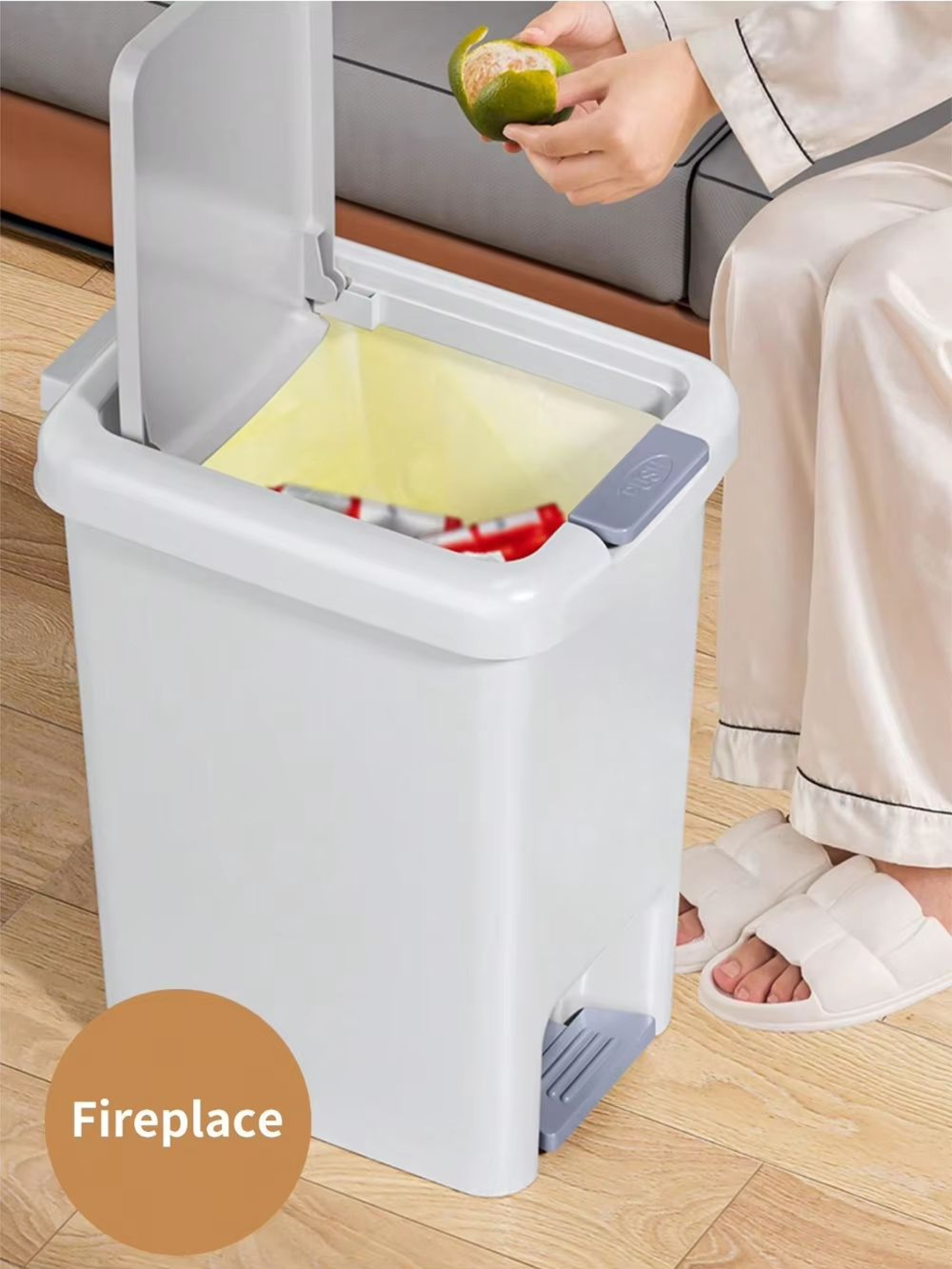 Plastic Foot Pedal Trash Can  HandsFree Bathroom  Kitchen Waste Bin 3