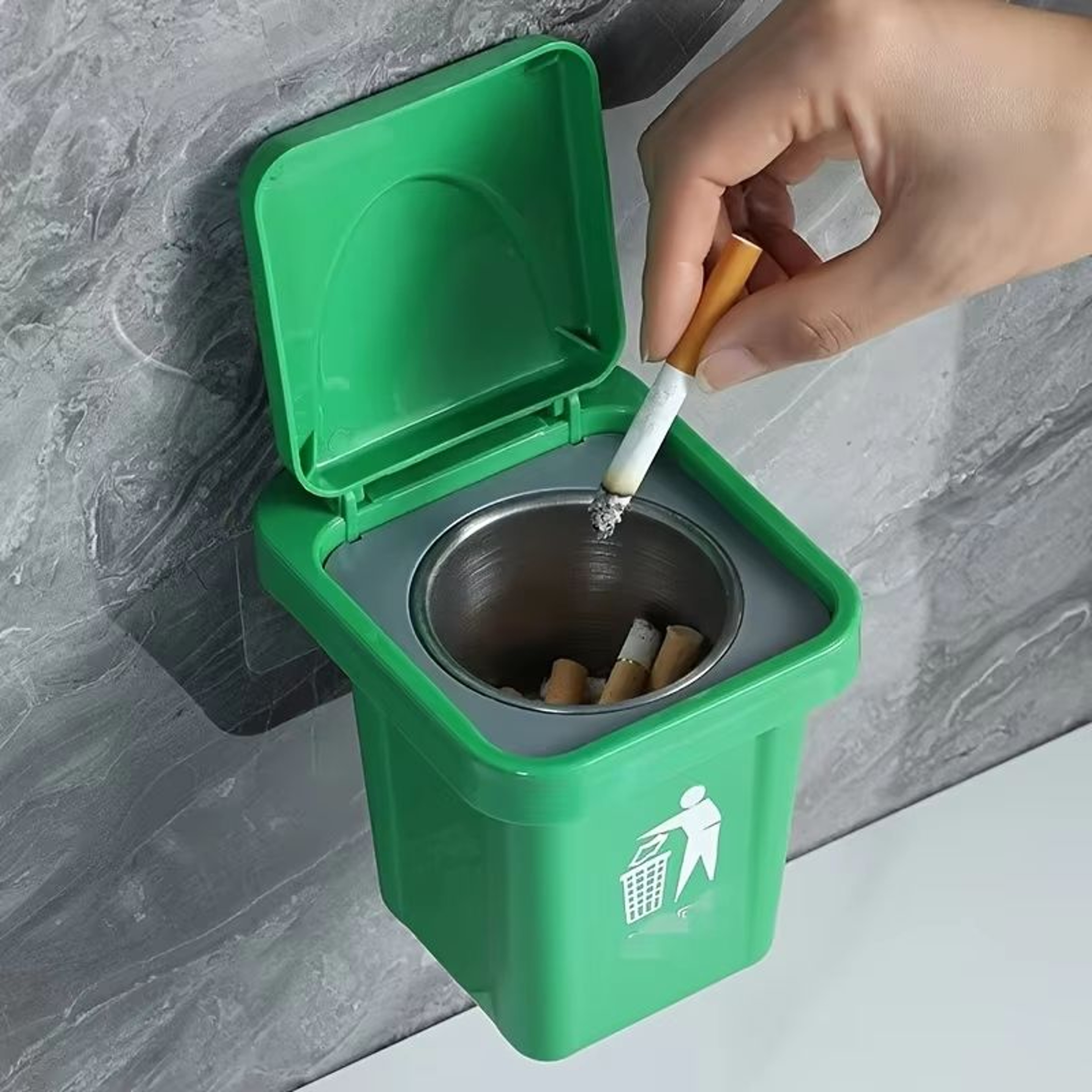 Wall Mounted Stainless Steel Ashtray With Lid For Bathroom And Living Spaces 1