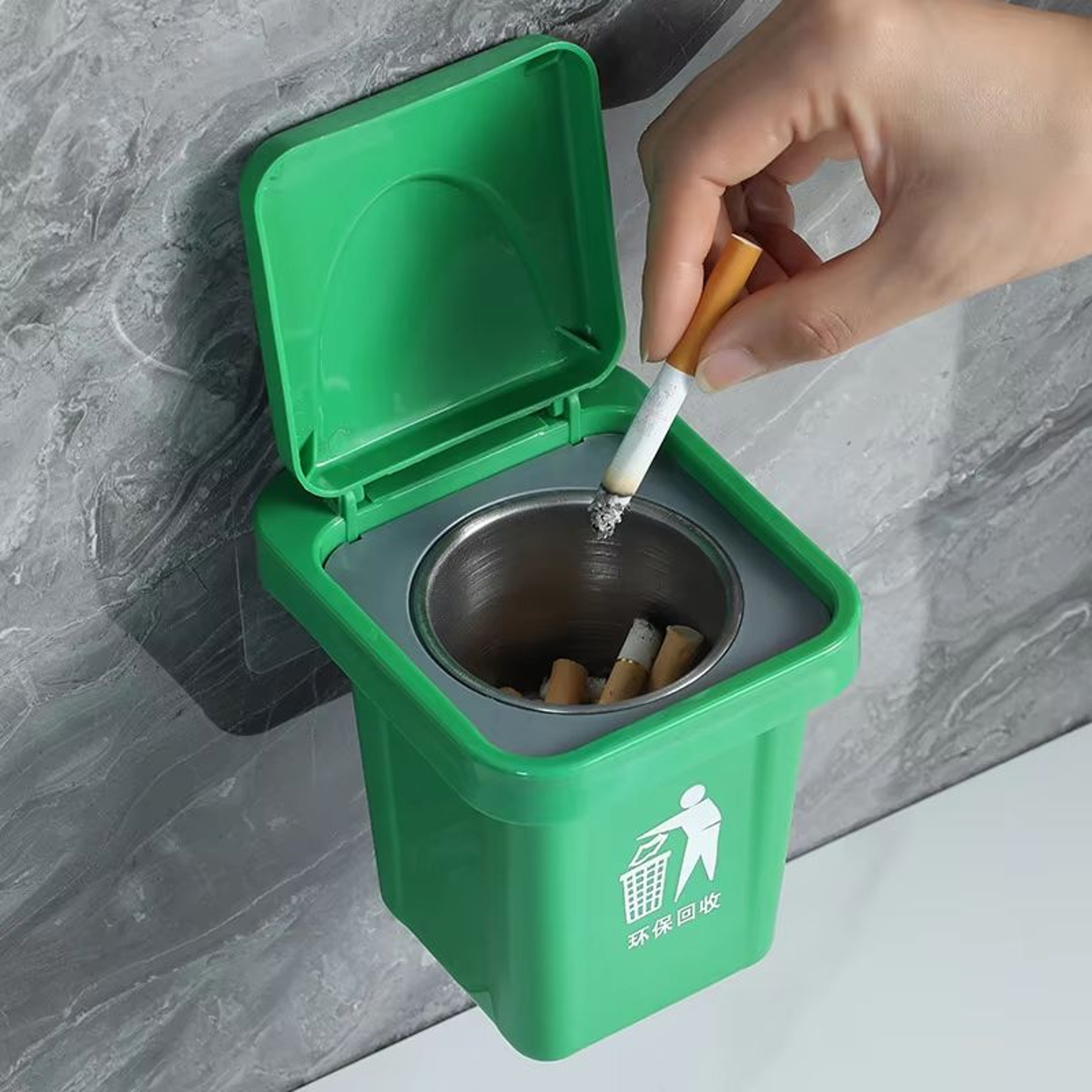 Wall Mounted Stainless Steel Ashtray With Lid For Bathroom And Living Spaces 6
