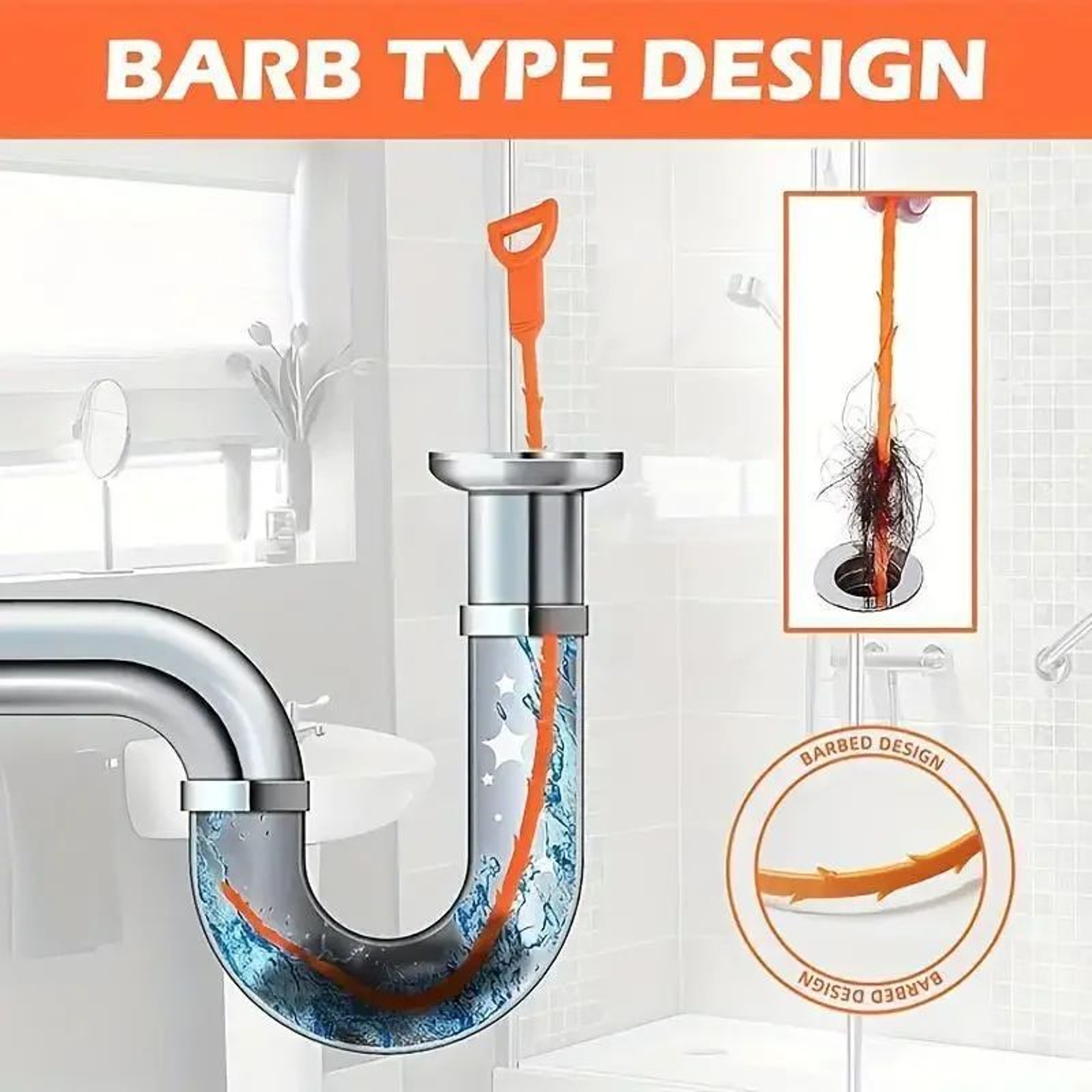 Household Drain Unclog Tool Set For Wash Basin And Hair Clogs 3