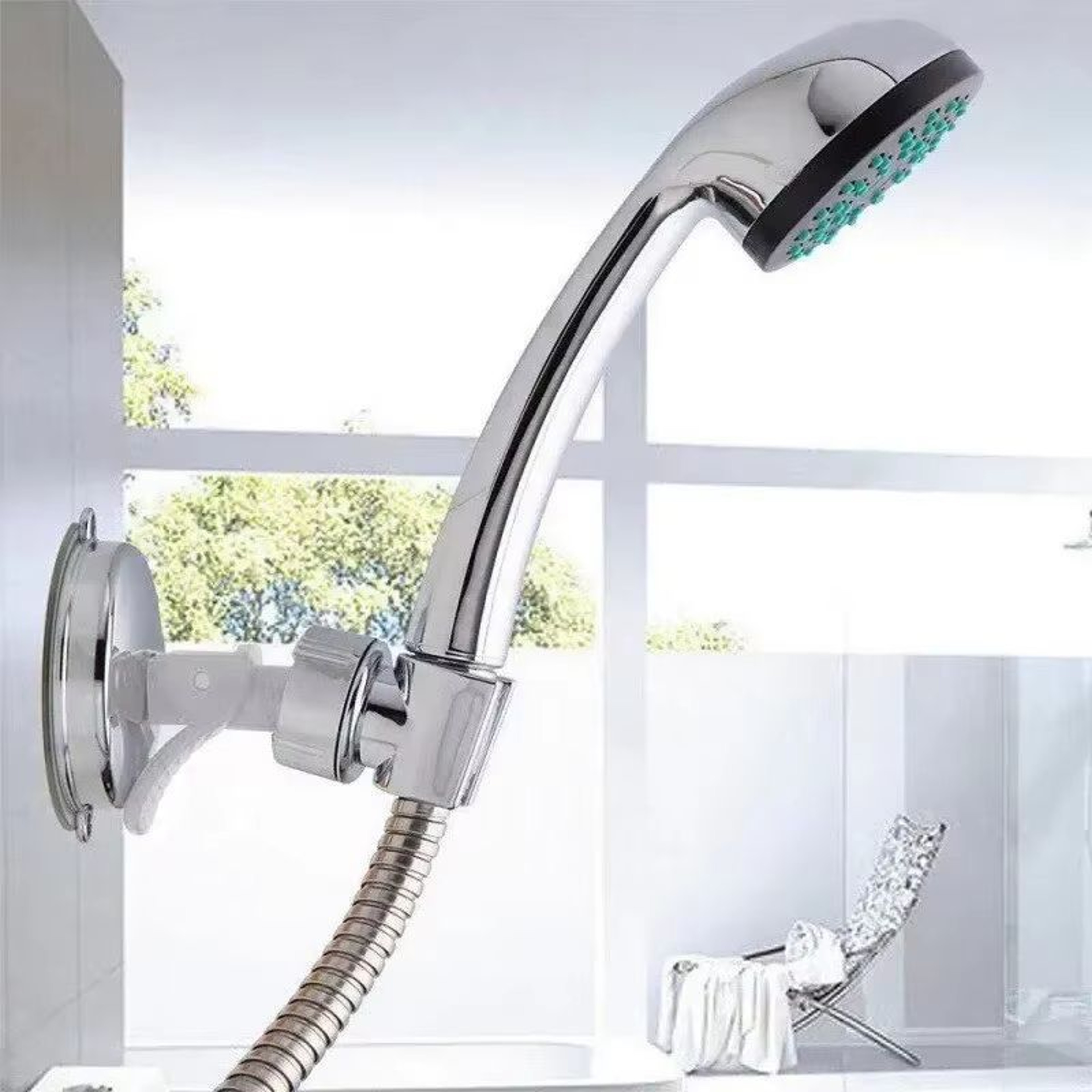 Adjustable Suction Cup Shower Head Holder And Bathroom Rack 1