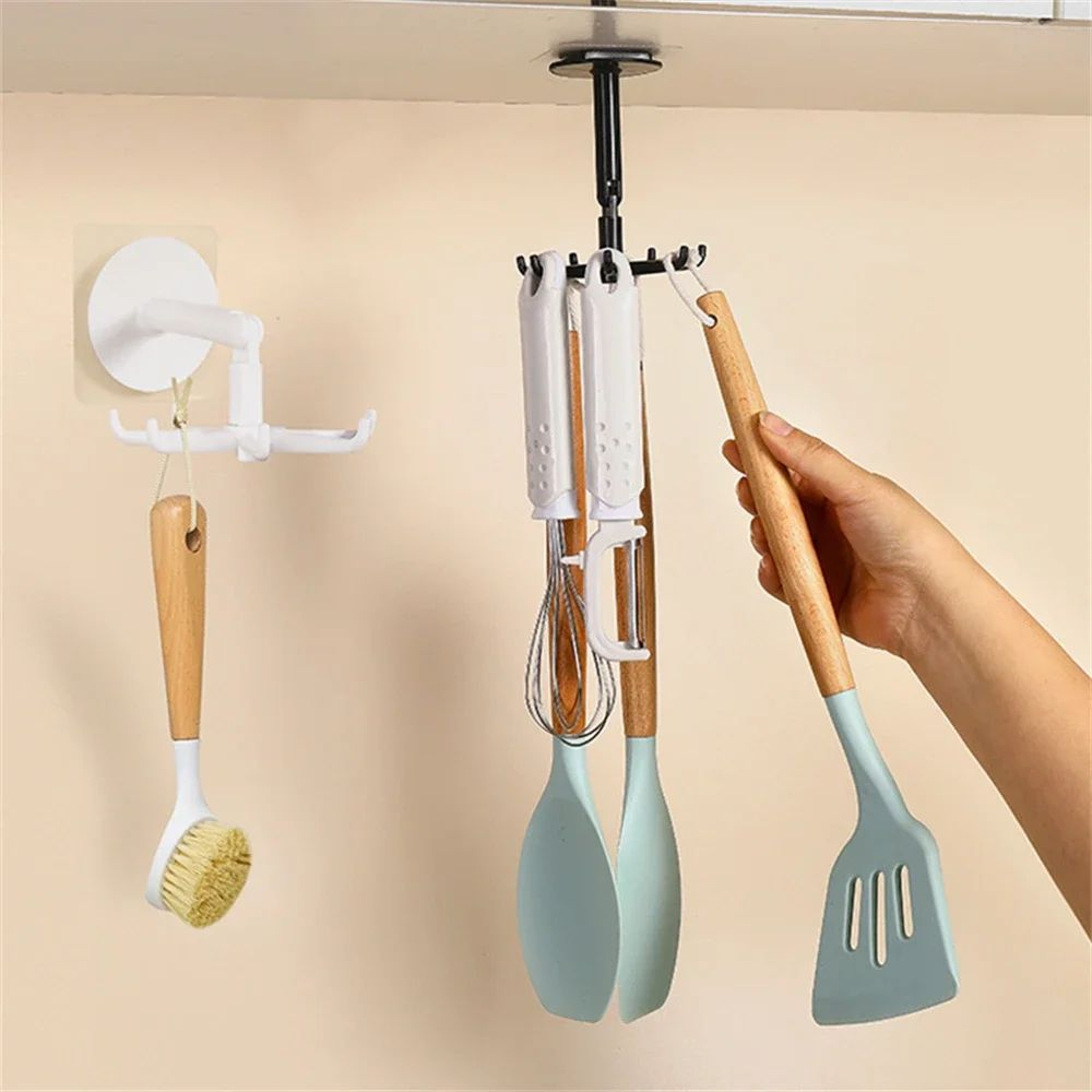Rotatable 7Claw 360 Punch Free SelfAdhesive Hook For Kitchen And Bathroom 0