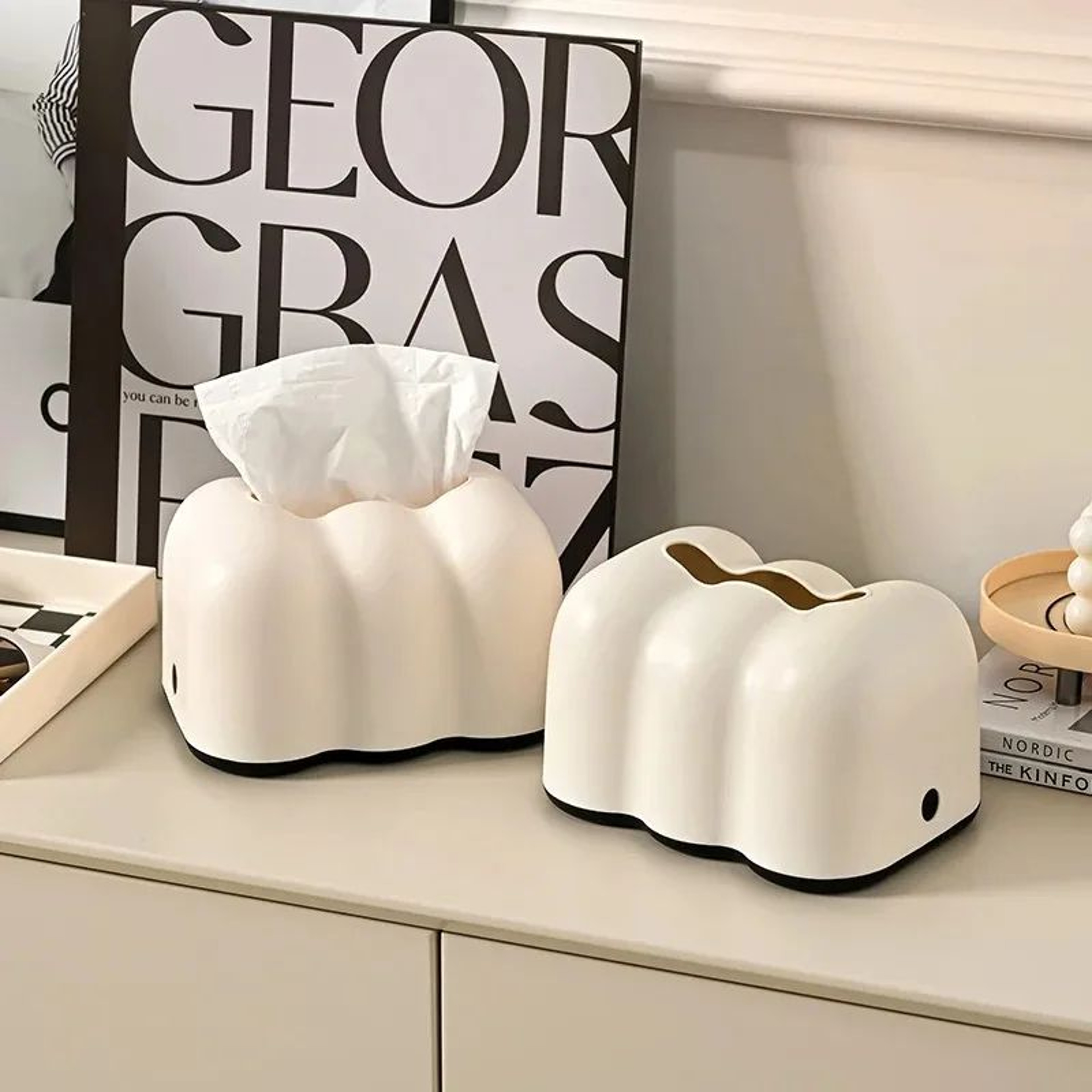 Luxury Wall Mounted Milk Cloud Tissue Box Holder For Home And Car 0