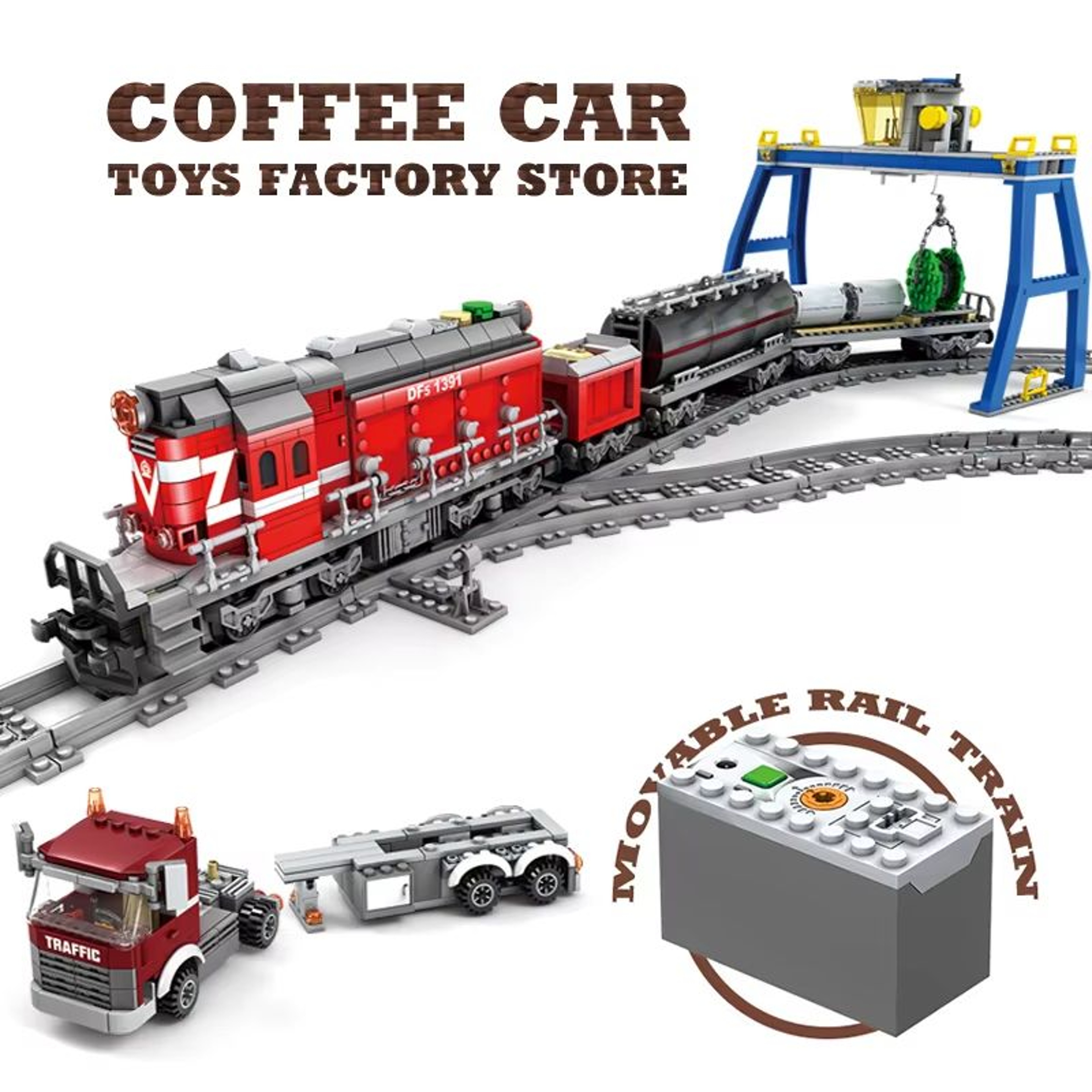 City Power Train Blocks Track Set With Moving Locomotive And Railway Cars 5