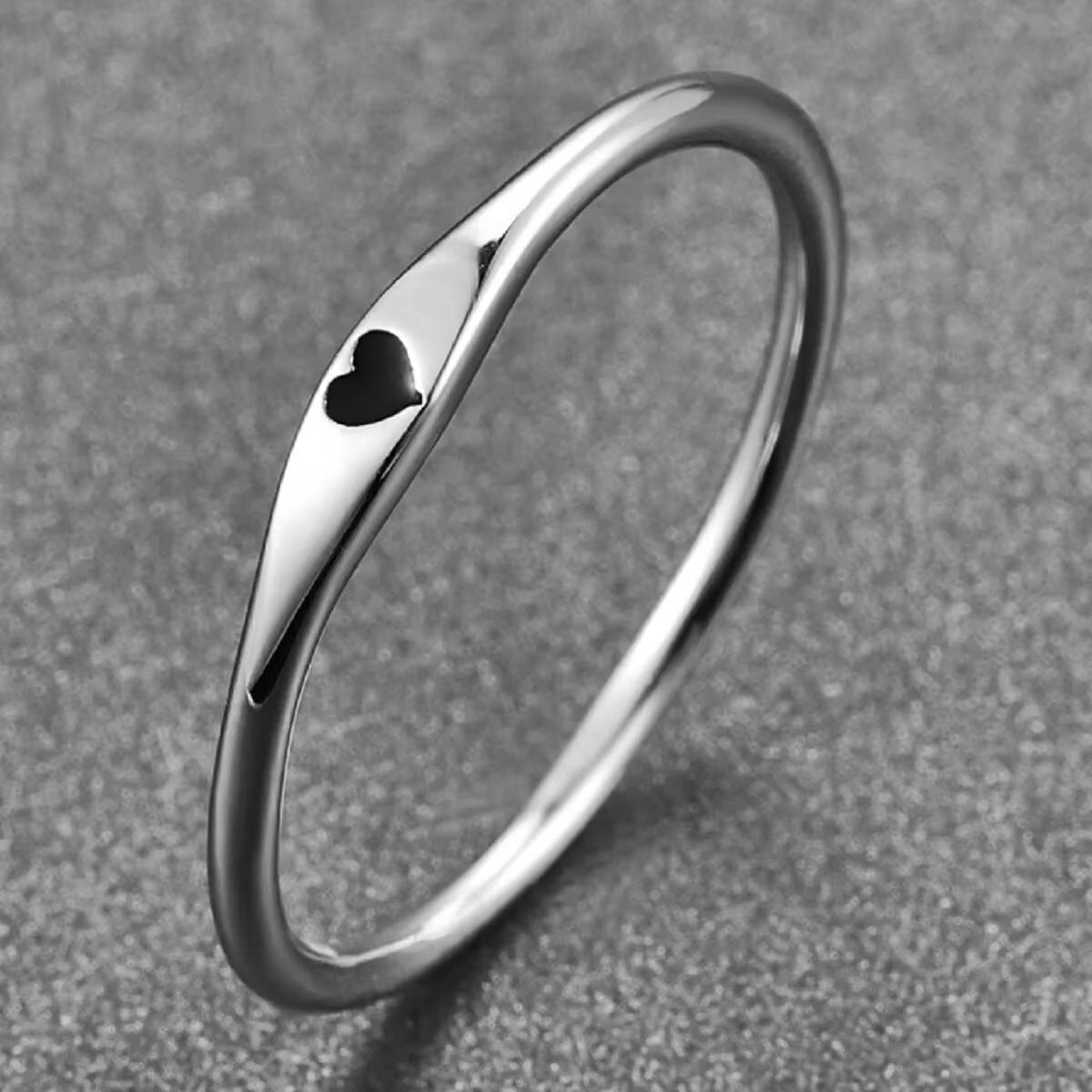 Sterling Silver Heart Carved Promise Ring For Women Stackable Wedding Band Gift 0