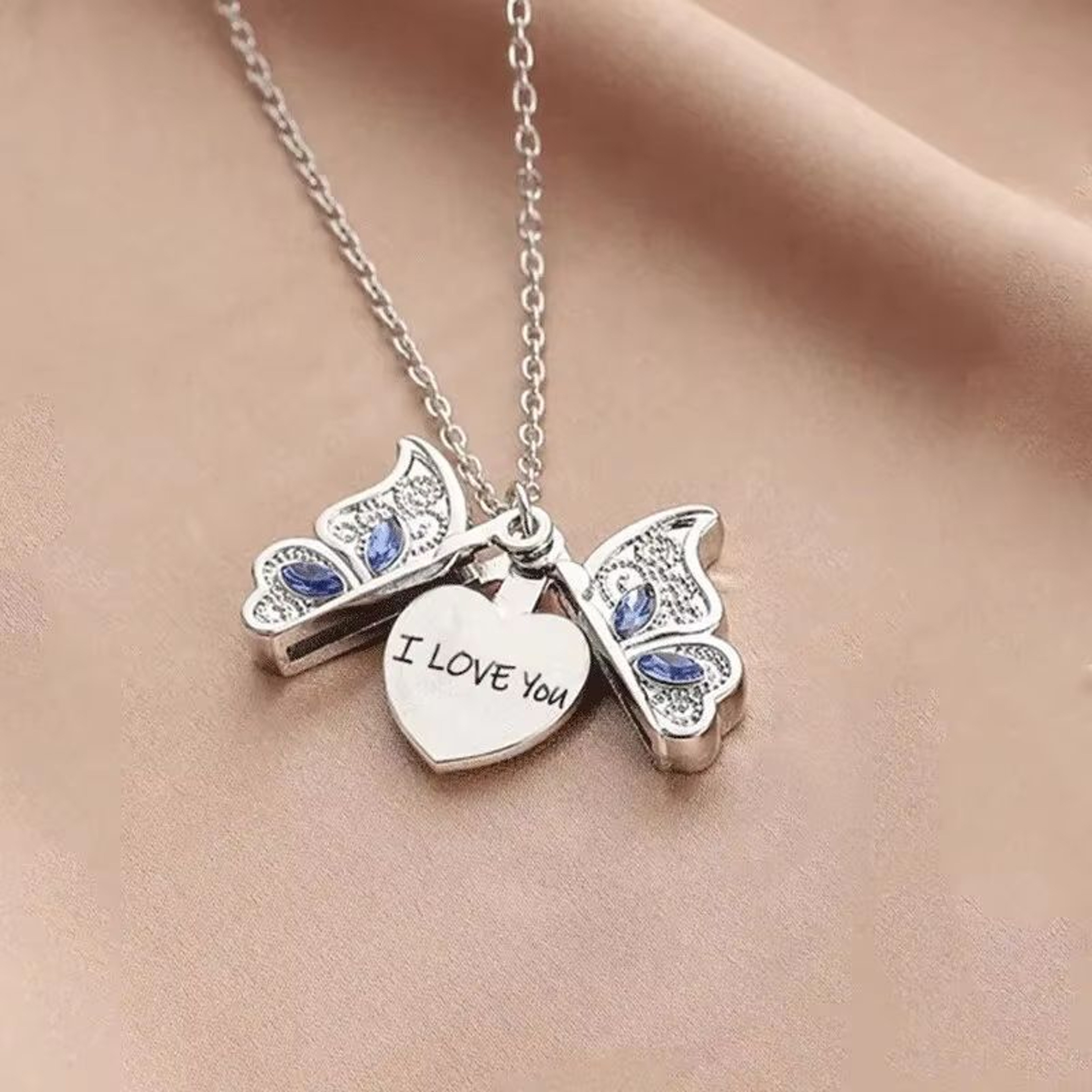 Exquisite Butterfly I Love You Pendant Necklace For Women 7