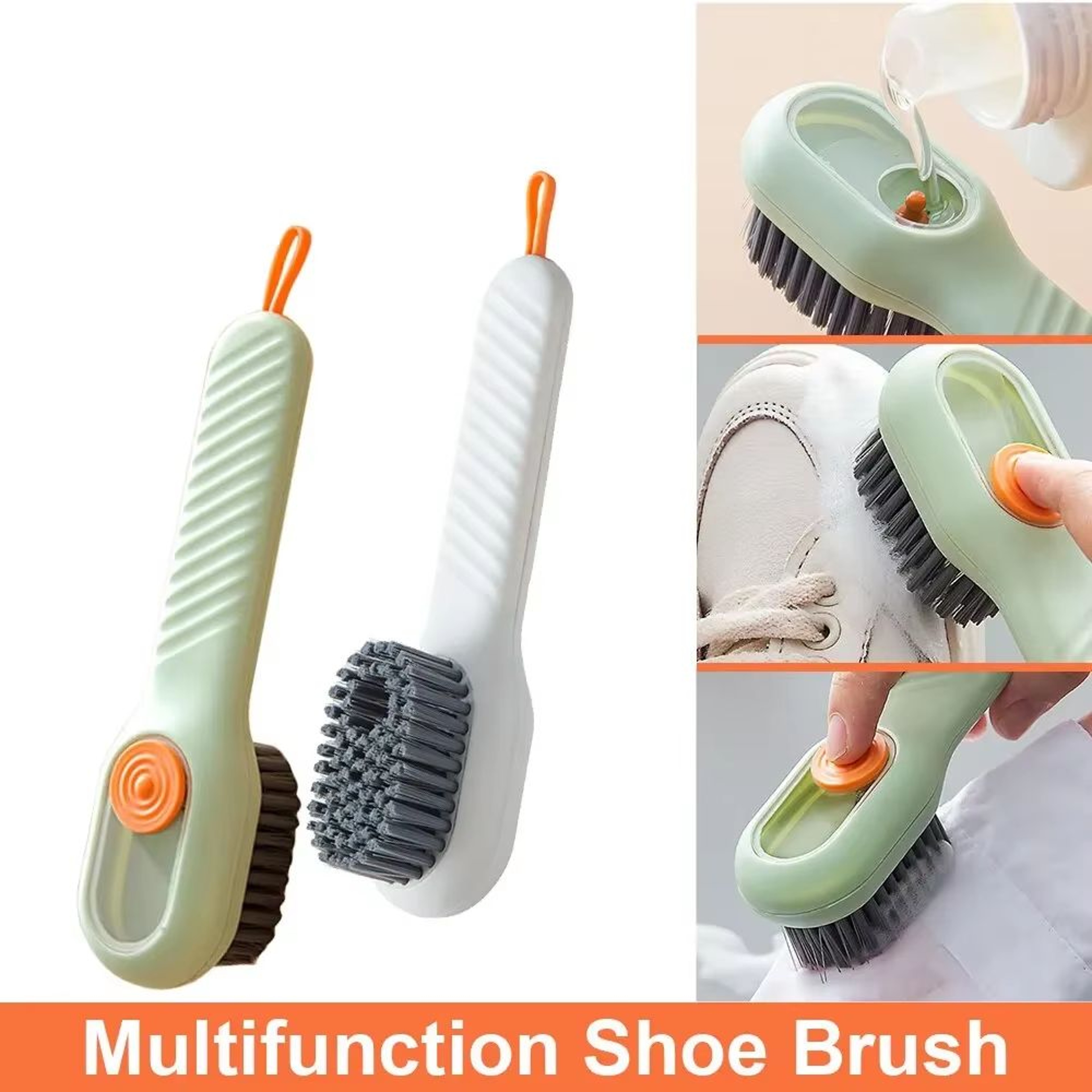 Multifunction LongHandle Shoe Cleaning Brush With Soft Bristles And Automatic Liquid Dispenser 0