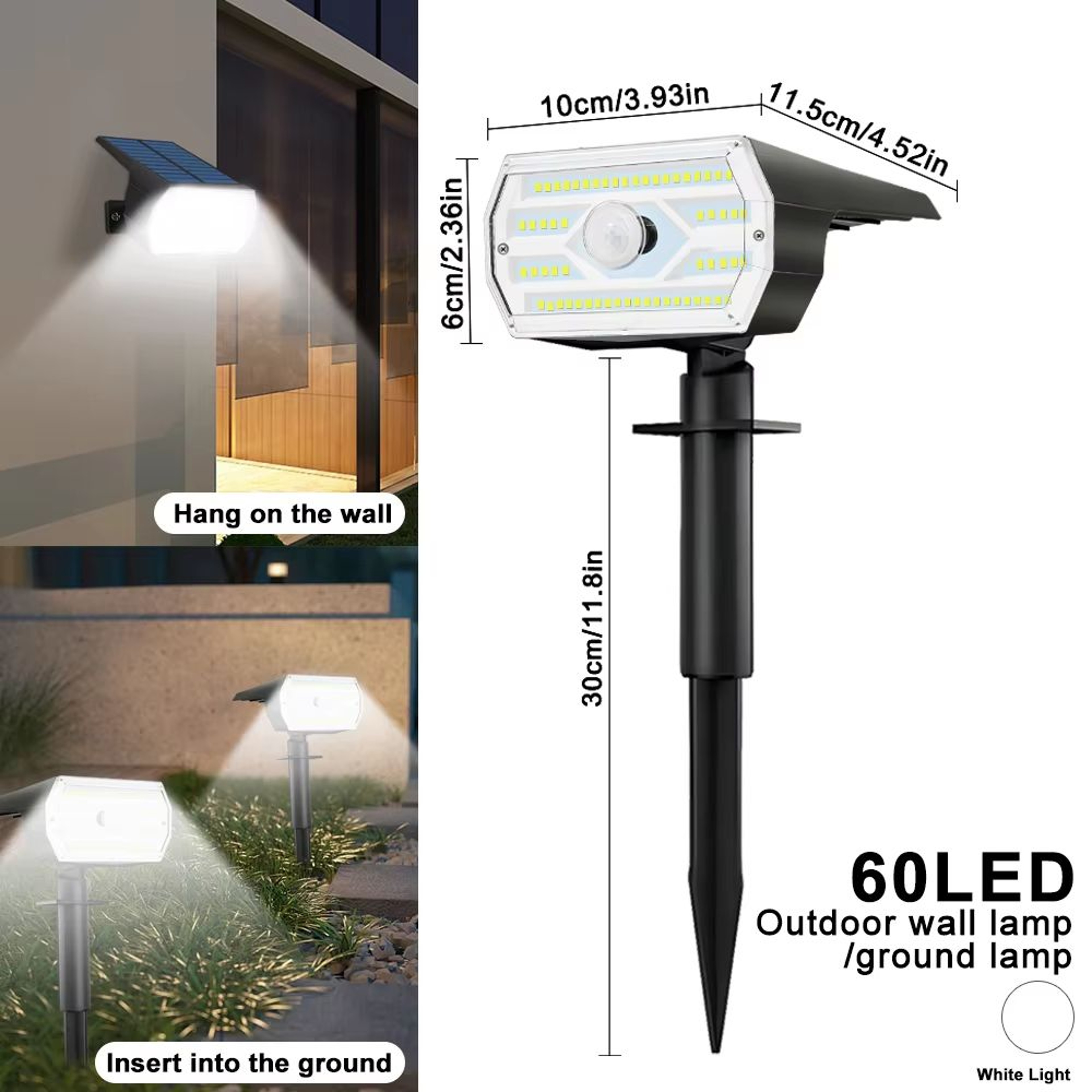 60 LED Solar Motion Sensor Garden Light 3 Mode Waterproof Security Wall Spotlight 7