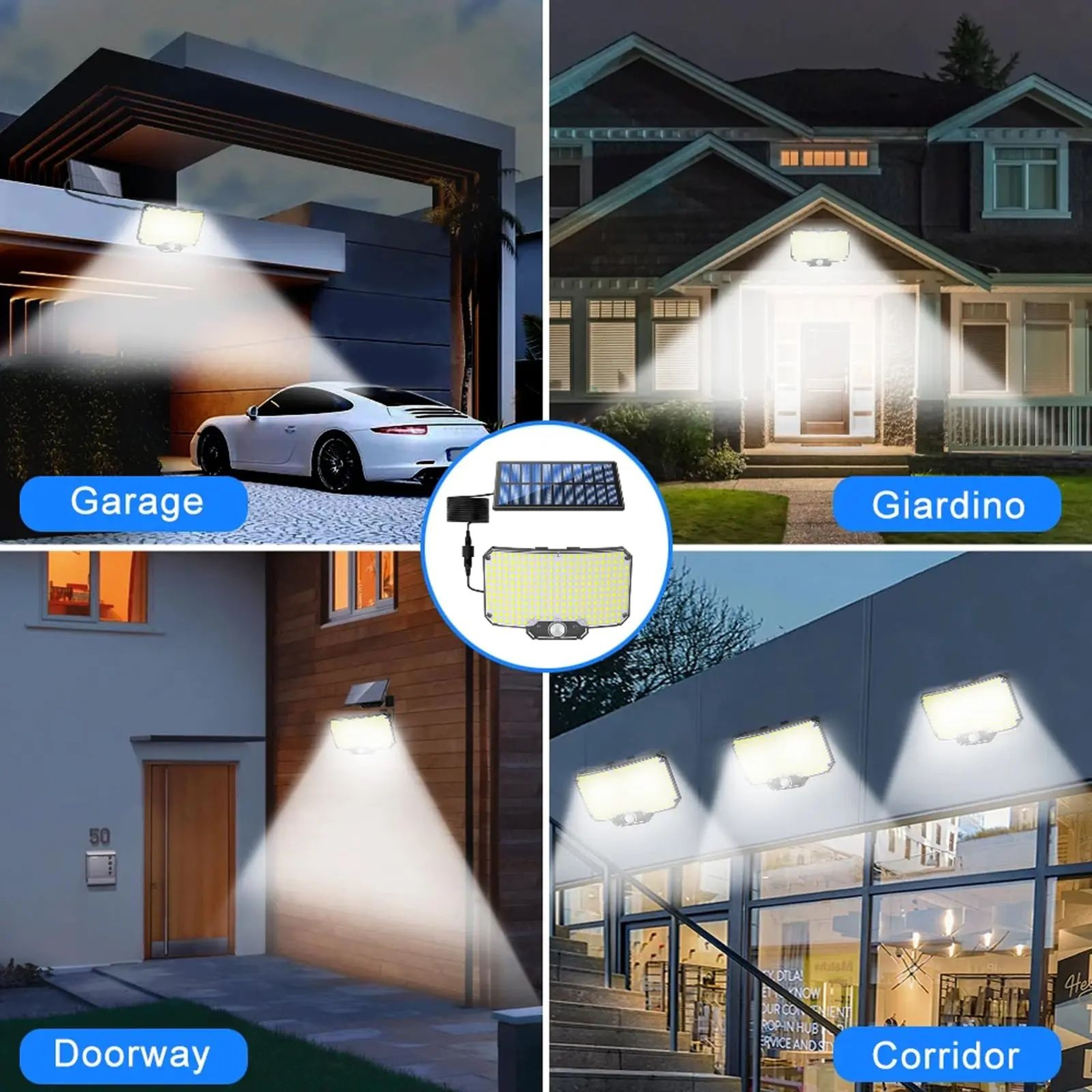 234LED Solar Motion Sensor Outdoor Flood Light With Remote Waterproof Wall Lamp 4