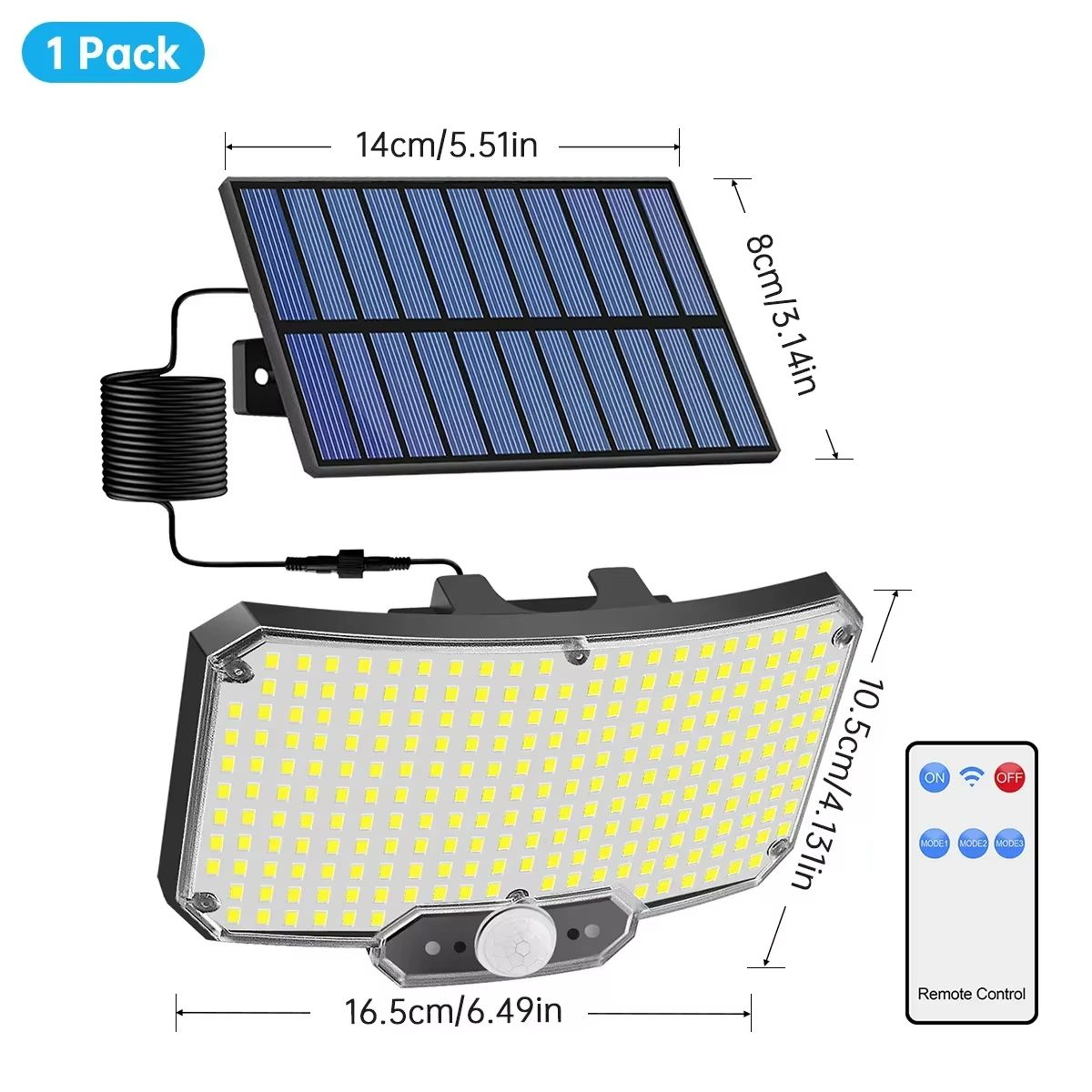 234LED Solar Motion Sensor Outdoor Flood Light With Remote Waterproof Wall Lamp 7