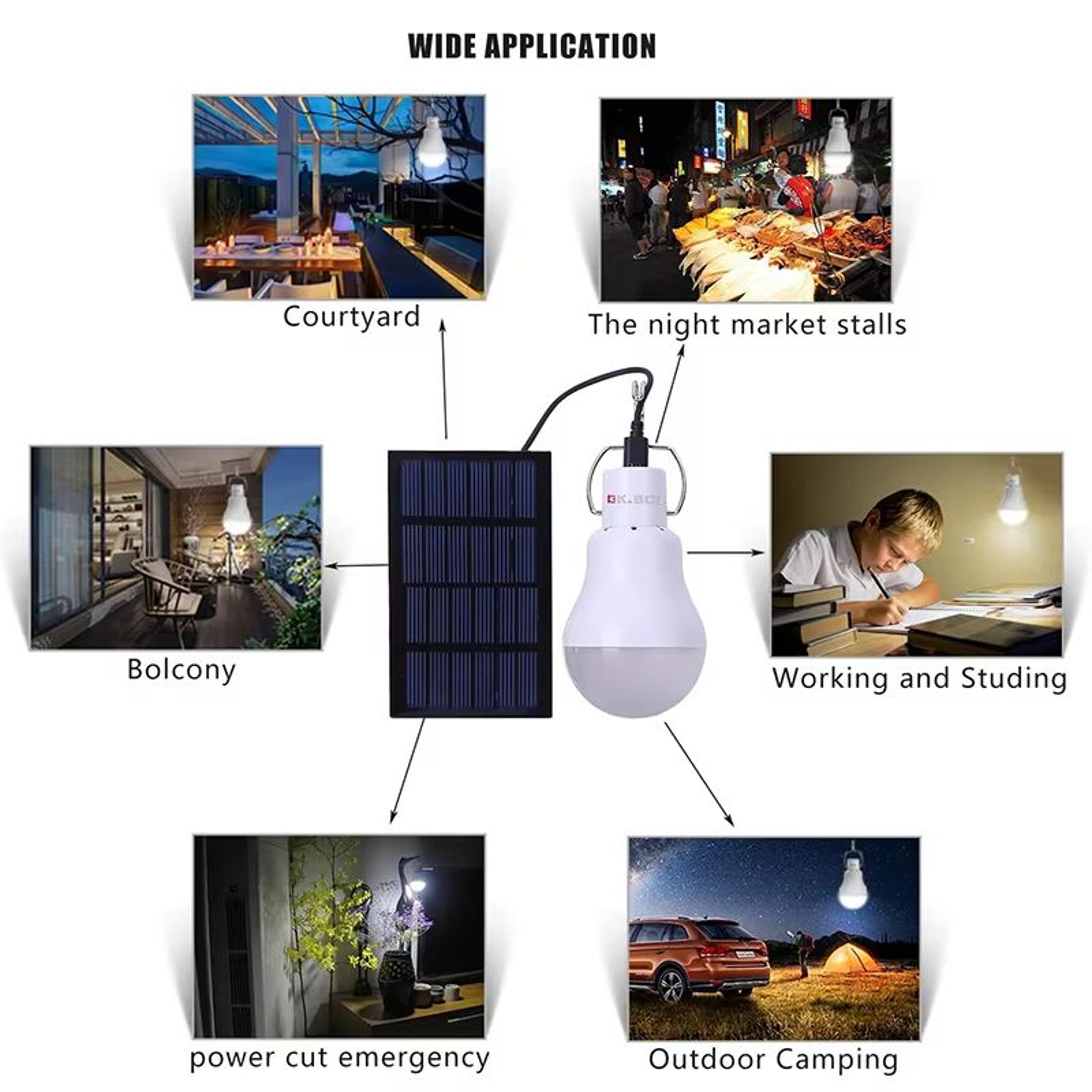 USBSolar Rechargeable Portable Emergency LED Bulb For Camping Hiking Garden Outdoor 1