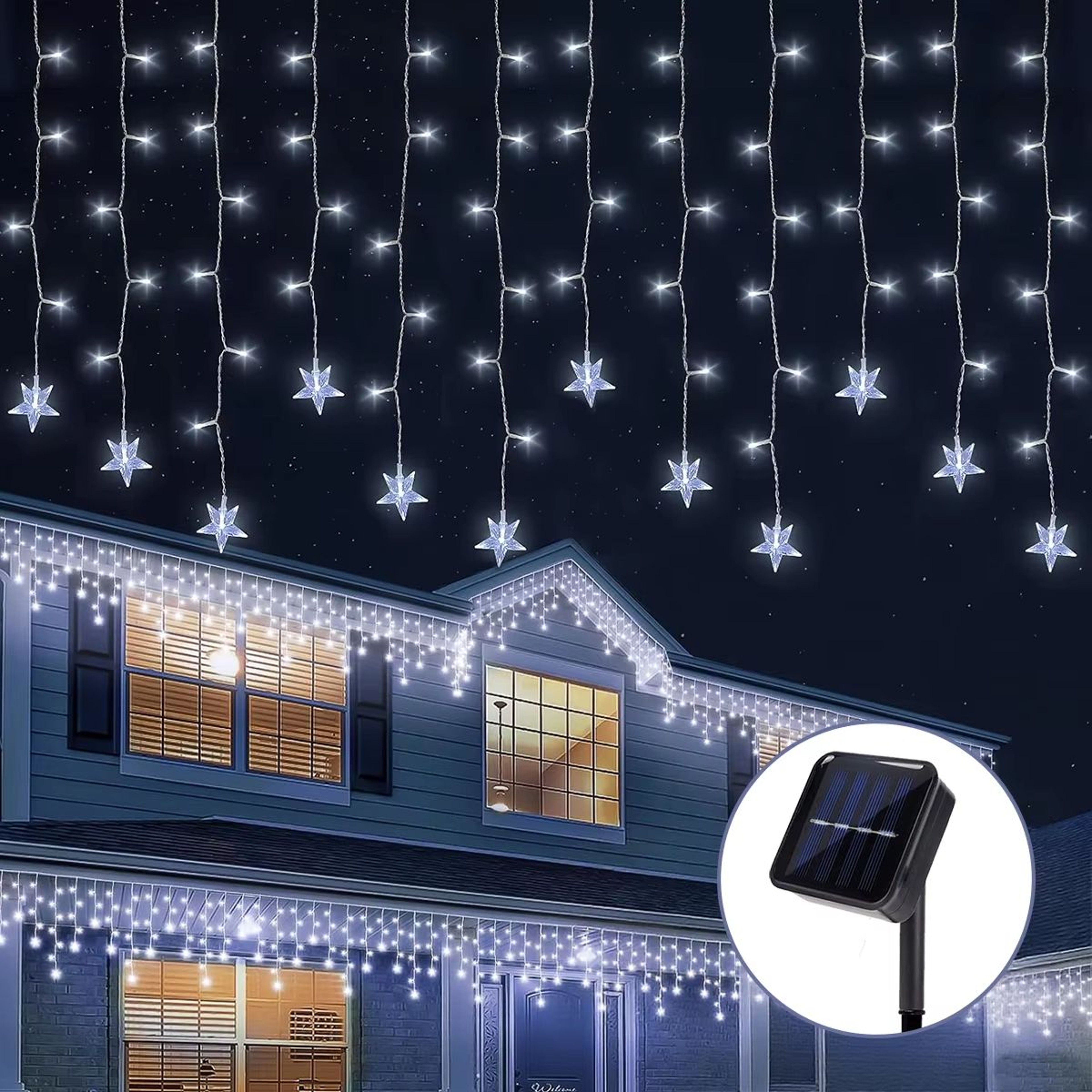 96LED Solar Ice Crystal String Lights Outdoor Fairy Lights For Garden Wedding Party 0