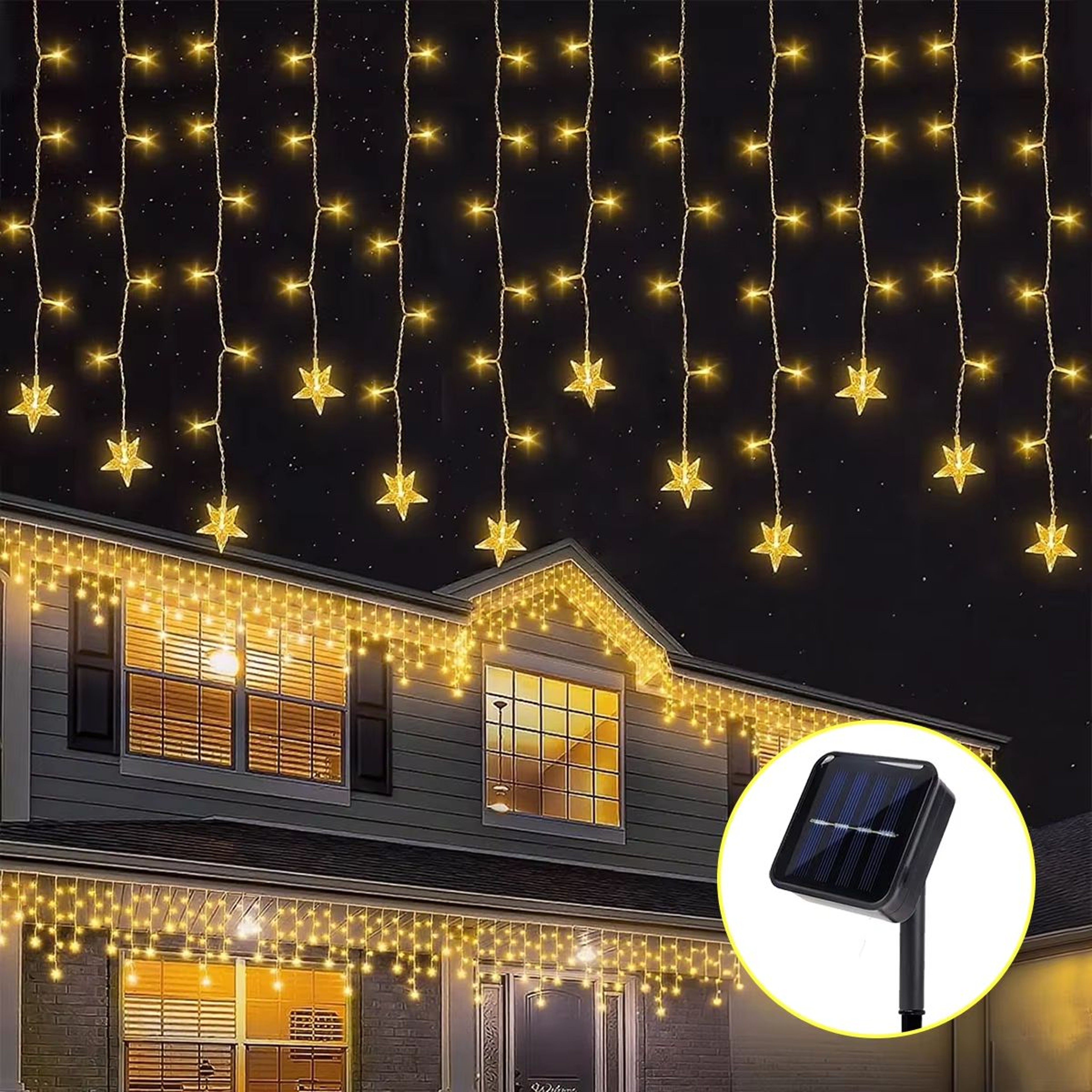 96LED Solar Ice Crystal String Lights Outdoor Fairy Lights For Garden Wedding Party 6