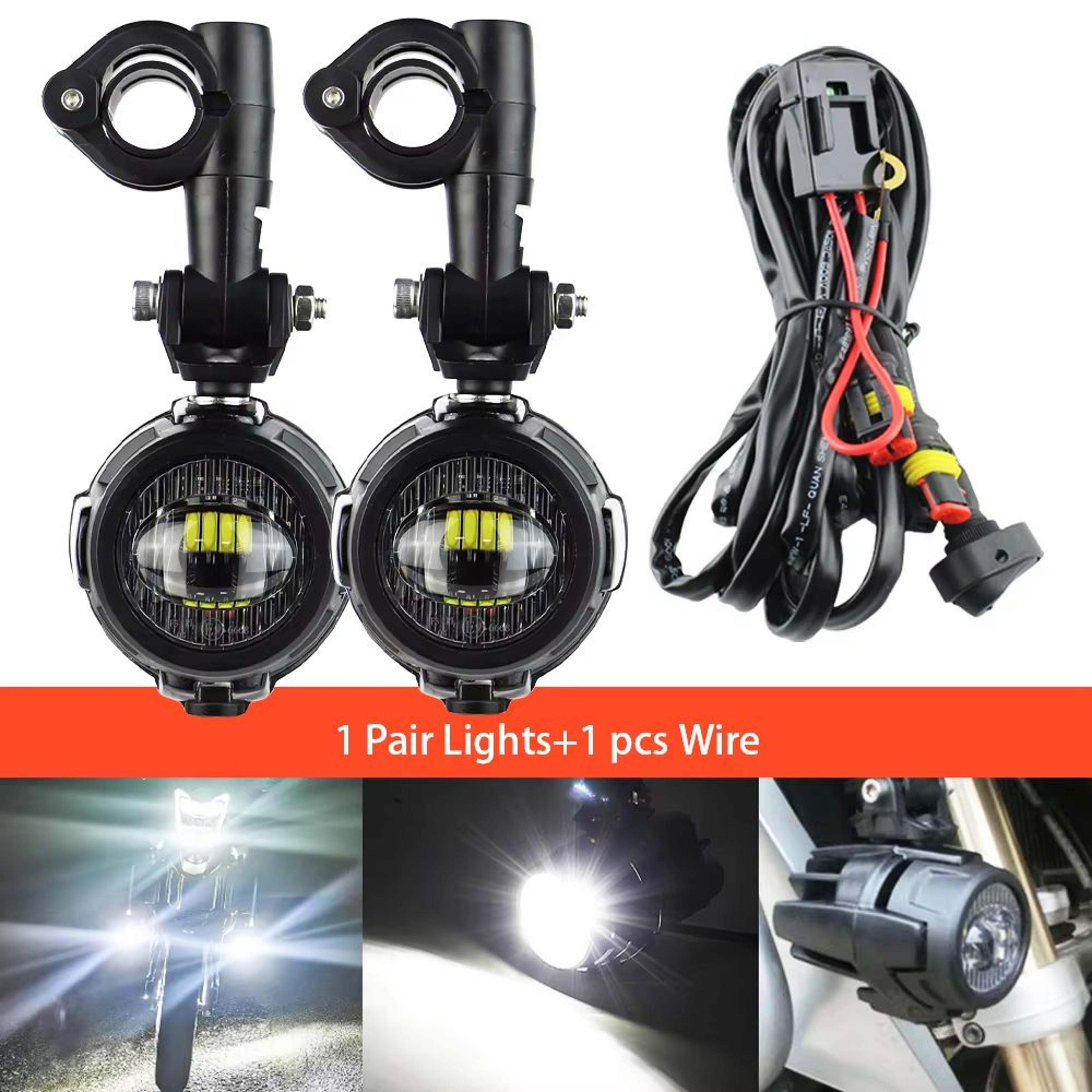 40W LED Motorcycle Auxiliary Spot Driving Fog Lights 6000K Universal For R1200GS F800GS K1600 10