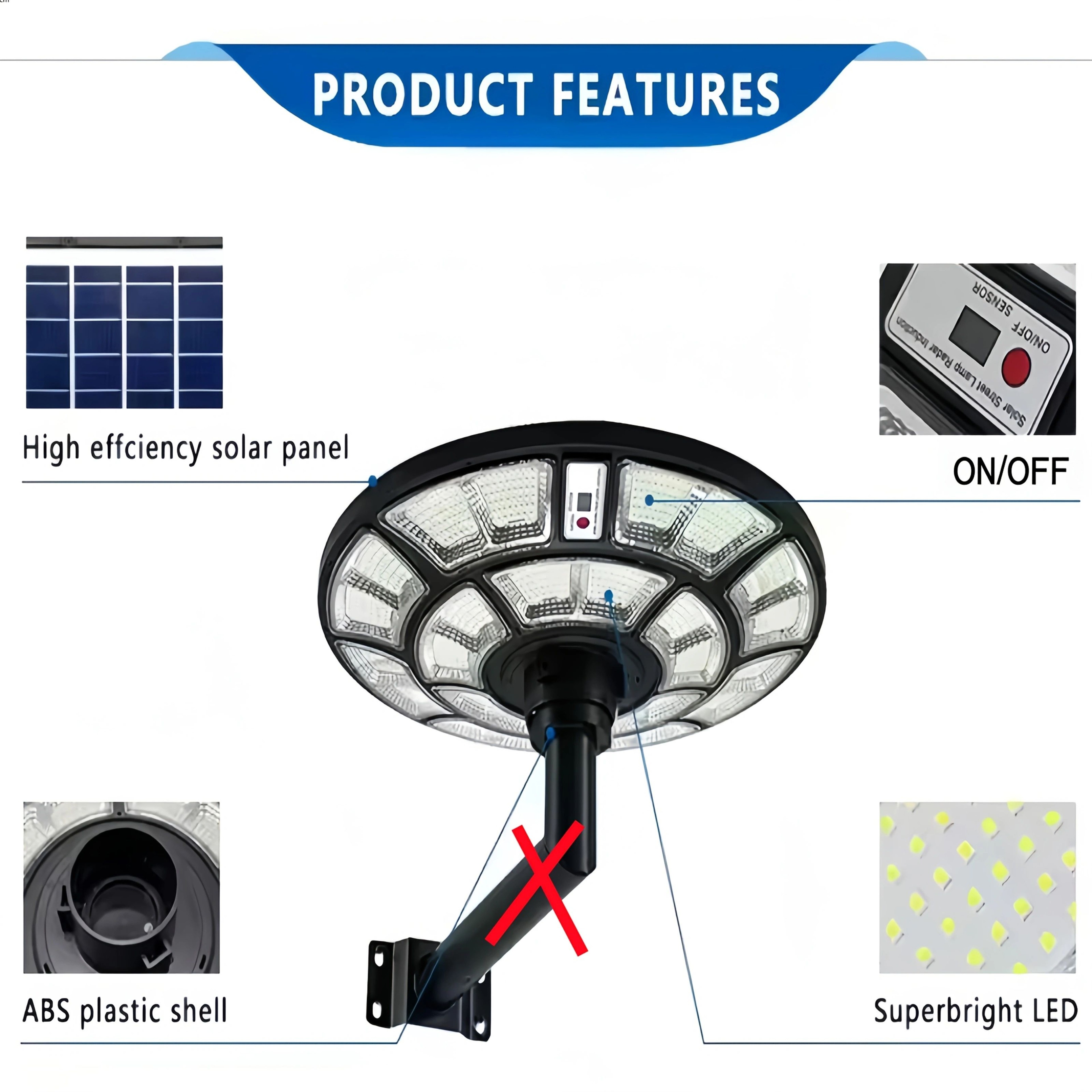 Solar UFO Outdoor Motion Sensor Street Lamp With Remote Waterproof LED Garden Light 2