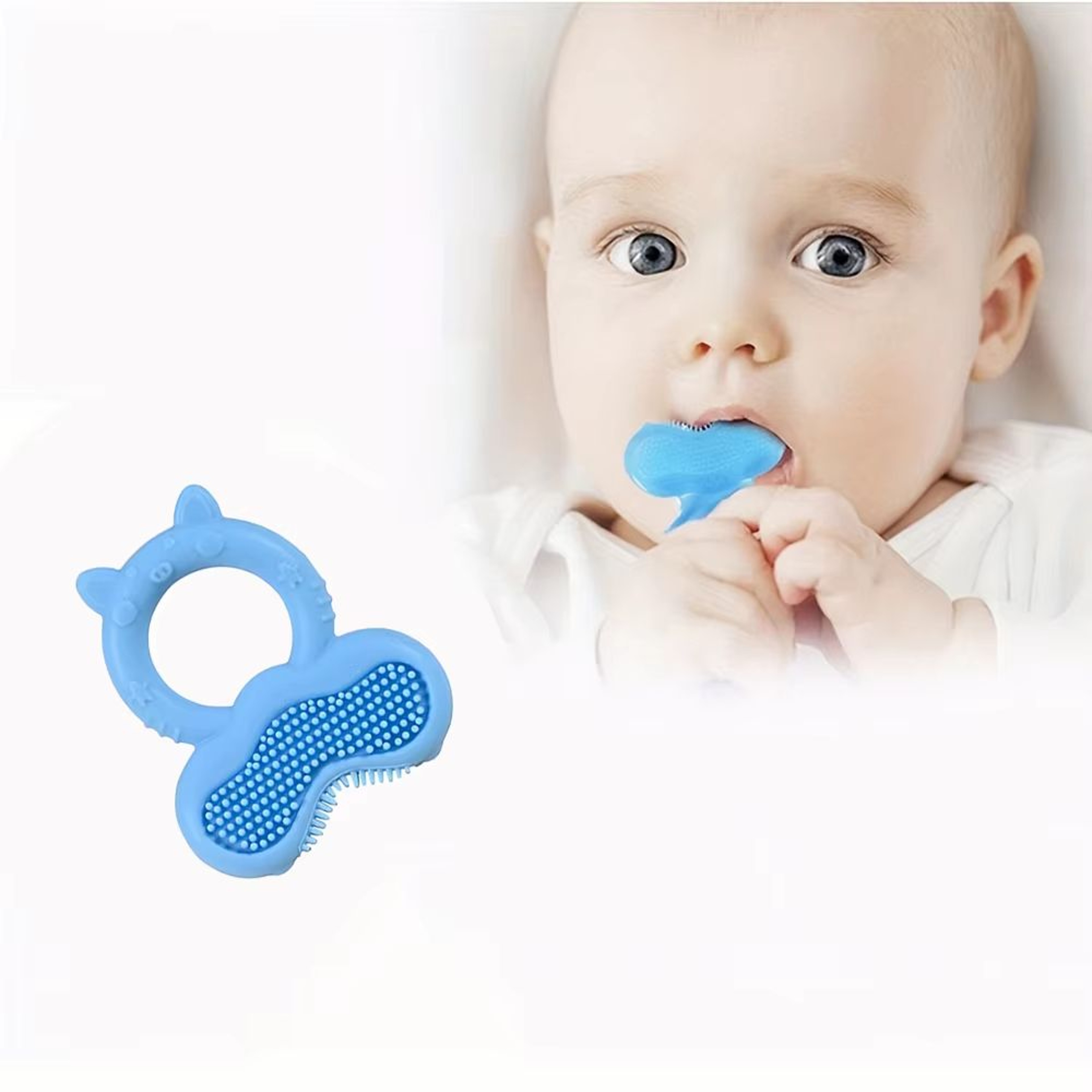 Silicone Baby Teether Ring Cute Animal Shape Soothing Chew Toy 1