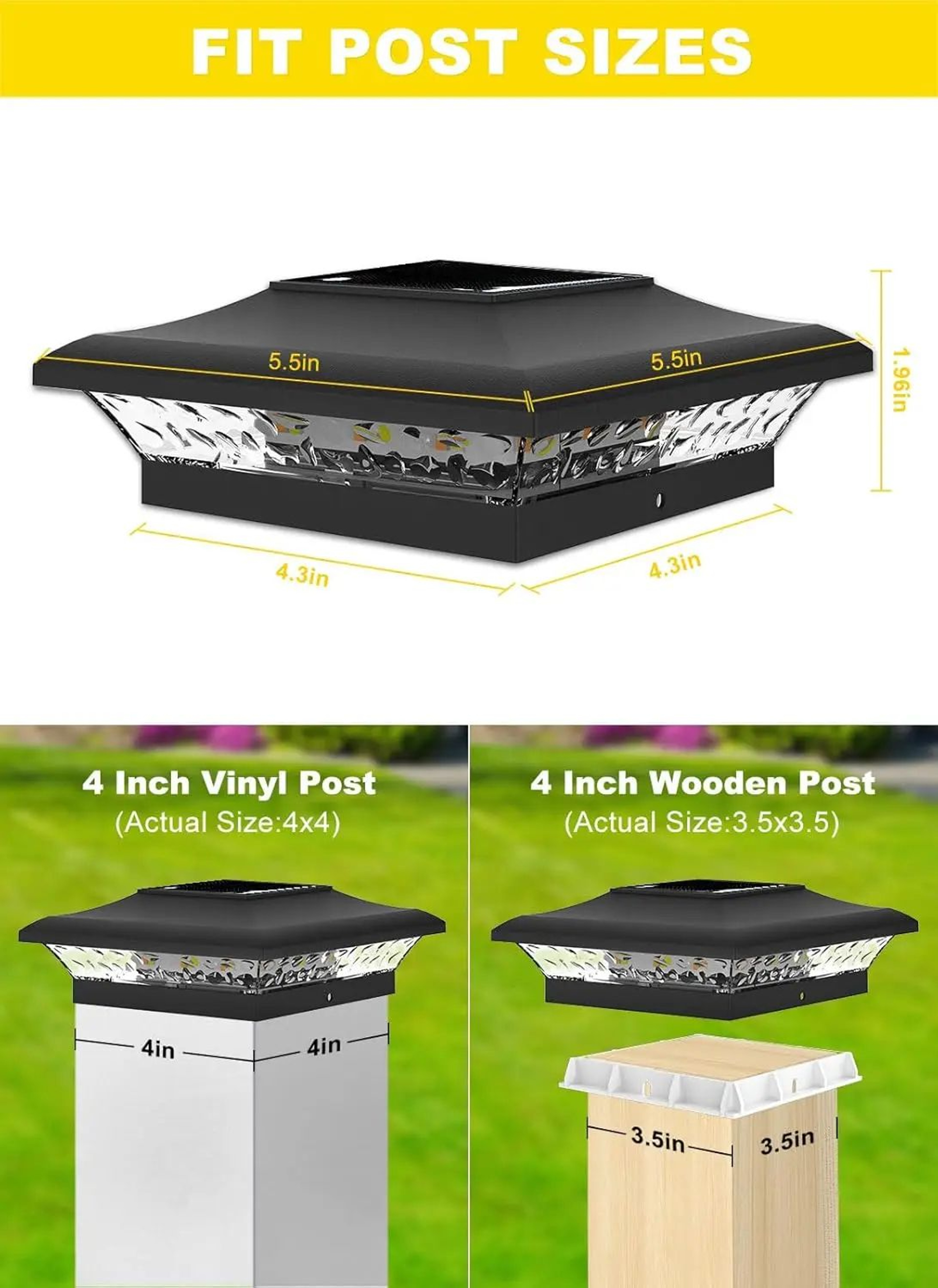Solar 3000K6000K Outdoor Post Lamp 26Pack Waterproof IP65 Garden Fence Pillar Head Light For Villa  2