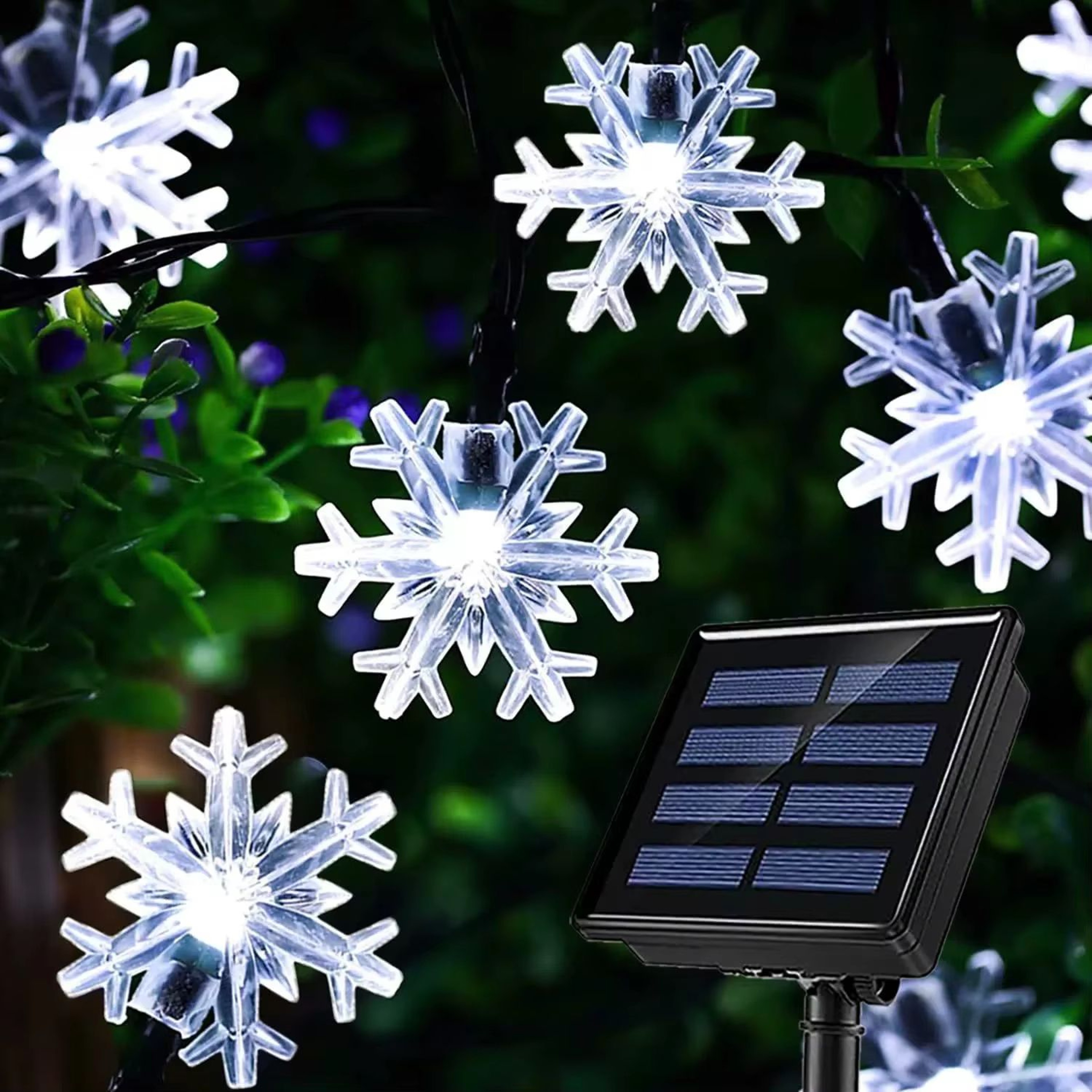 Solar LED Snowflake Fairy String Lights Outdoor 8Mode Waterproof Garden Patio Christmas Tree Party  4
