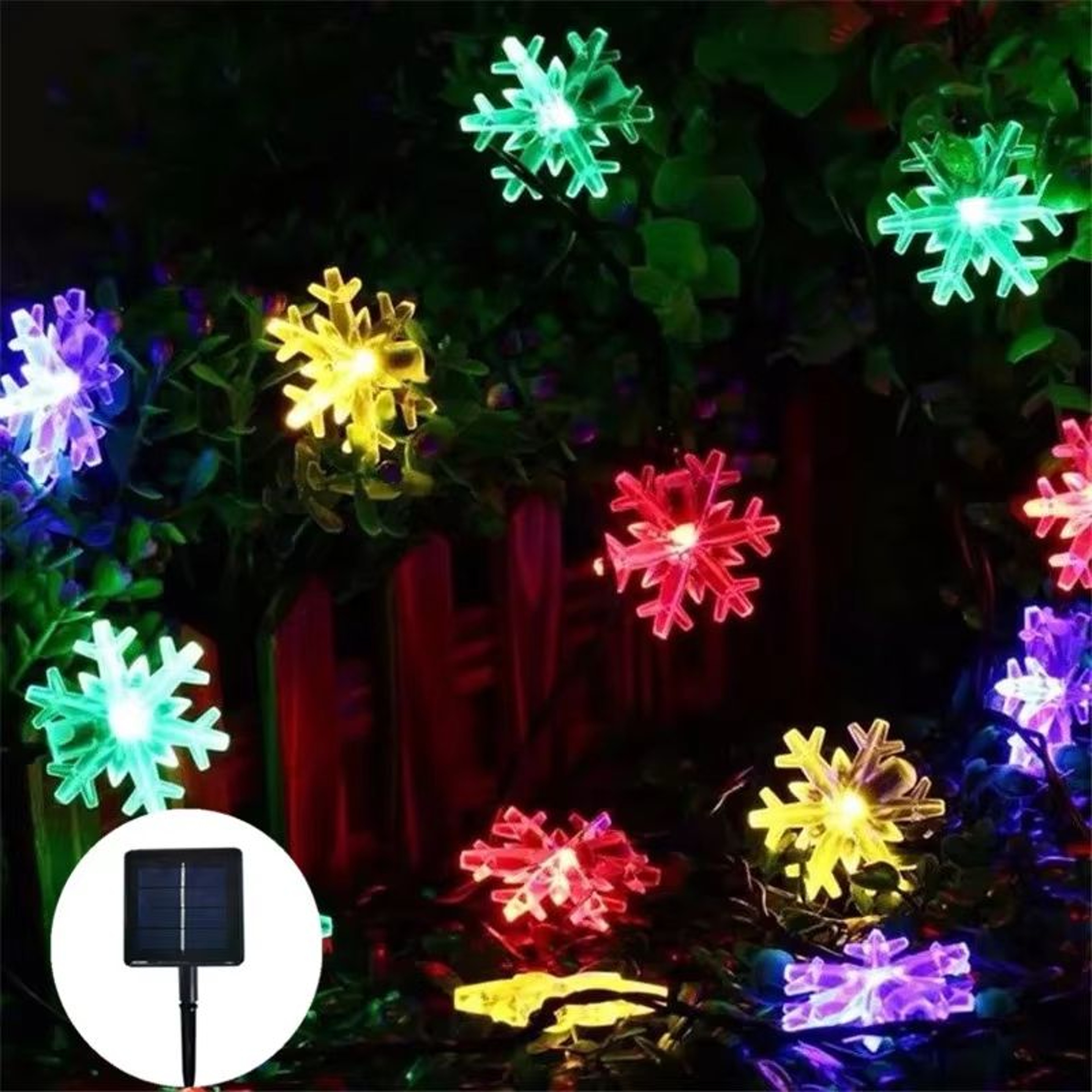 Solar LED Snowflake Fairy String Lights Outdoor 8Mode Waterproof Garden Patio Christmas Tree Party  8