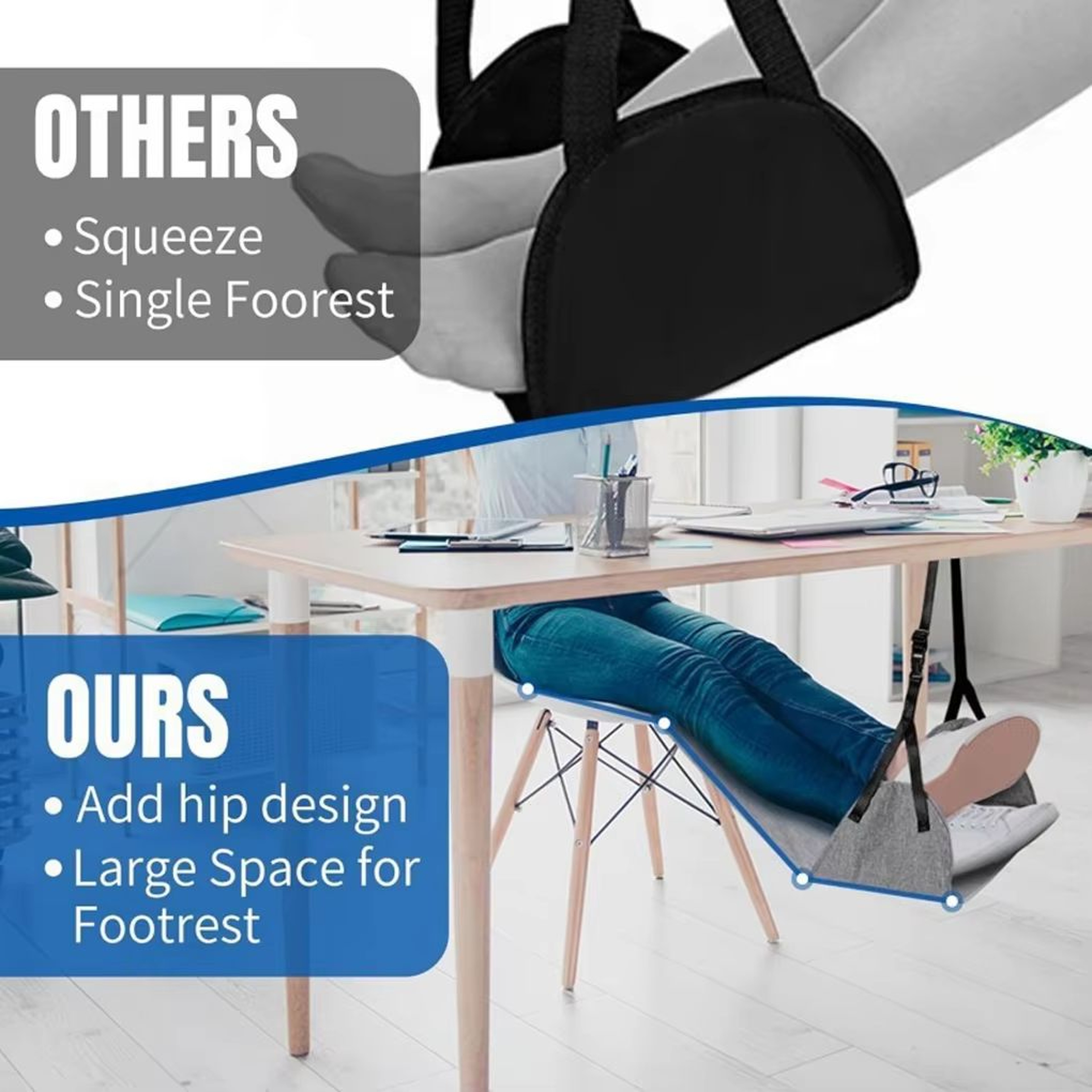 Adjustable Travel Foot Hammock For Flights LongHaul Plane Leg Rest Support 4